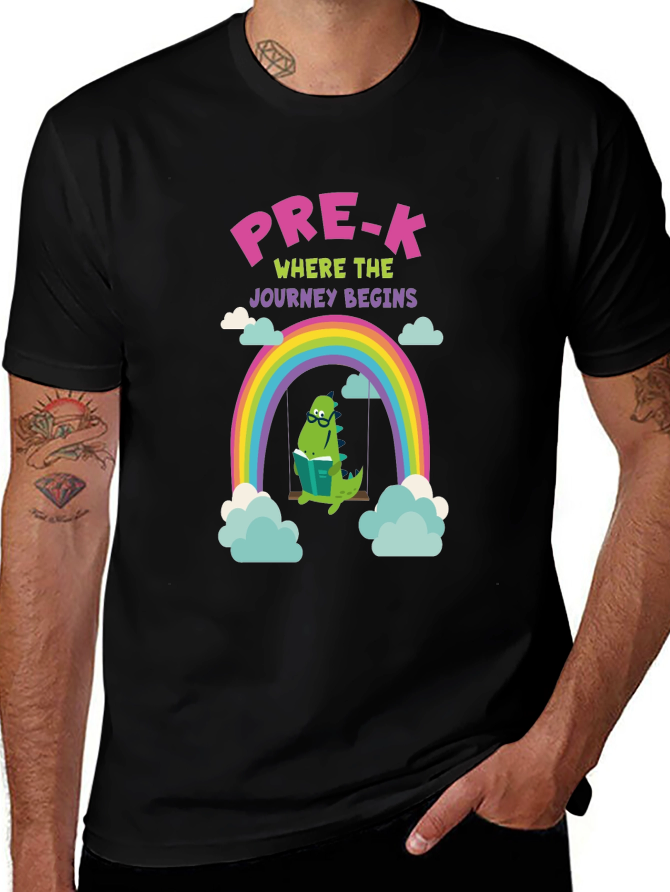 Pre-K Dinosaur Rainbow Graphic T-Shirt