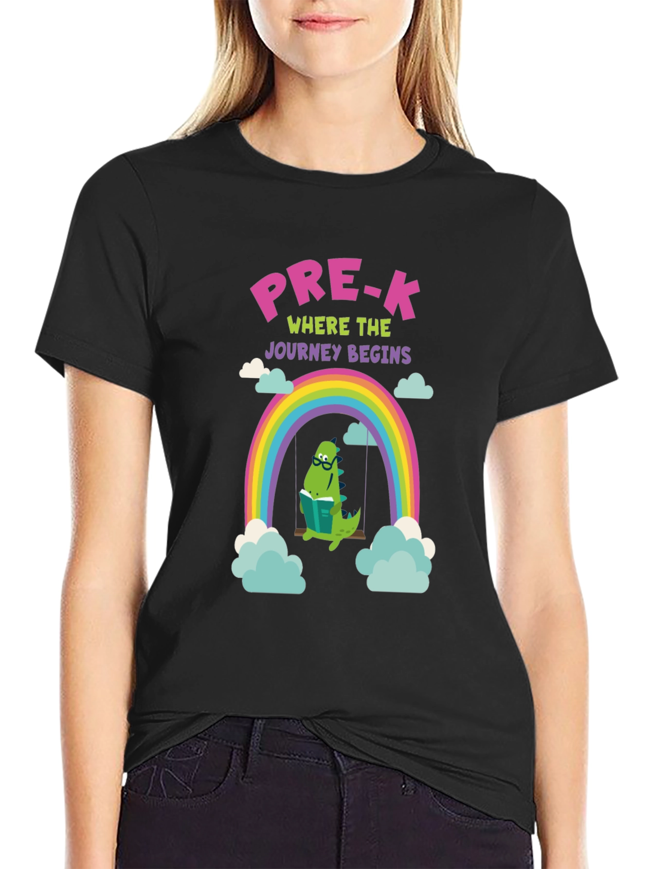 Pre-K Dinosaur Rainbow Graphic T-Shirt