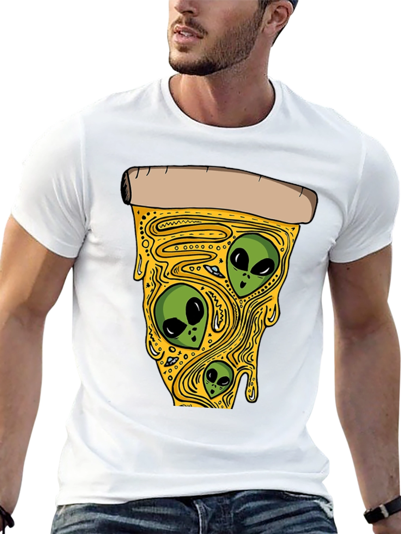 Alien Pizza Graphic Tee - Black