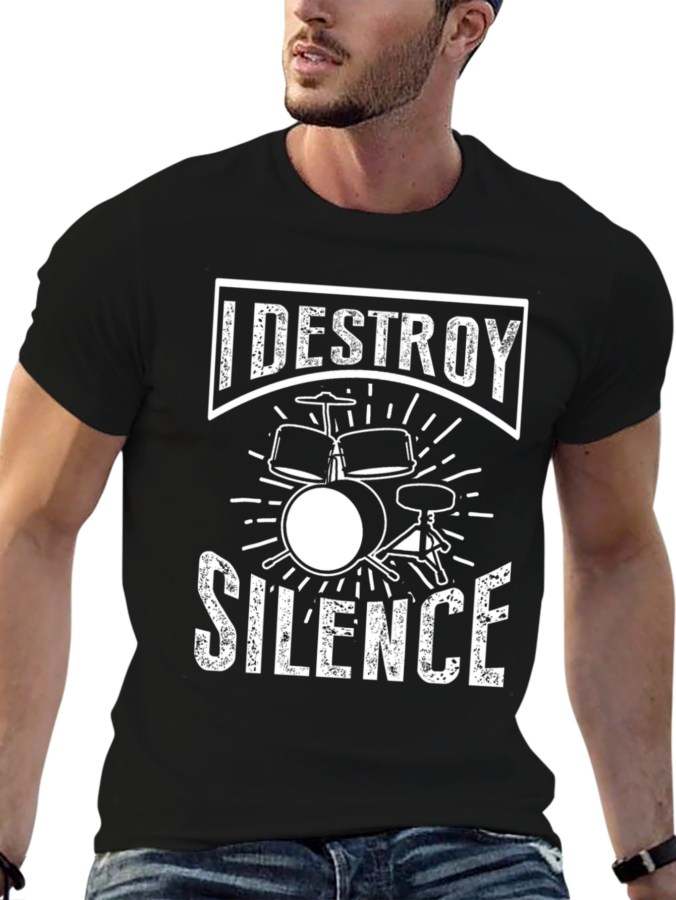 I Destroy Silence Drummer T-Shirt - Music Lover Tee