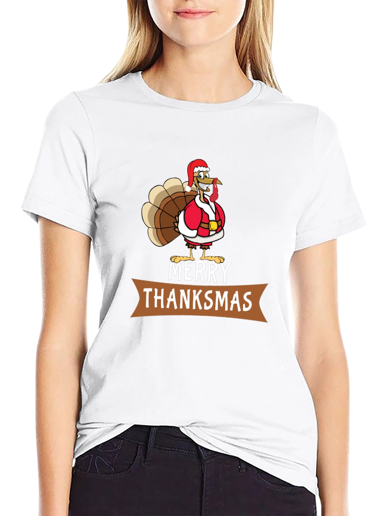 Merry Thanksmas T-Shirt: Festive Turkey Design
