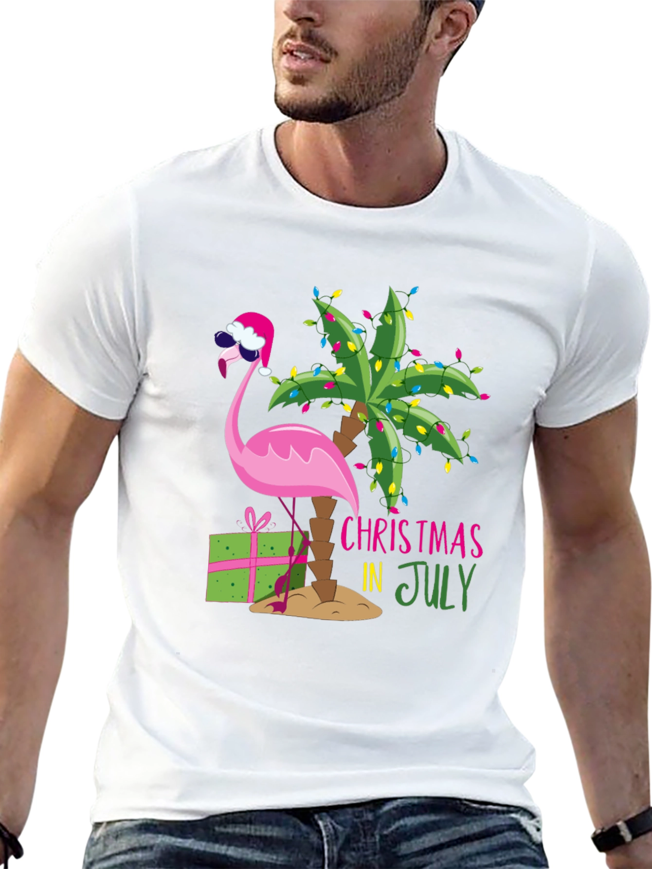 Christmas in July Flamingo T-Shirt