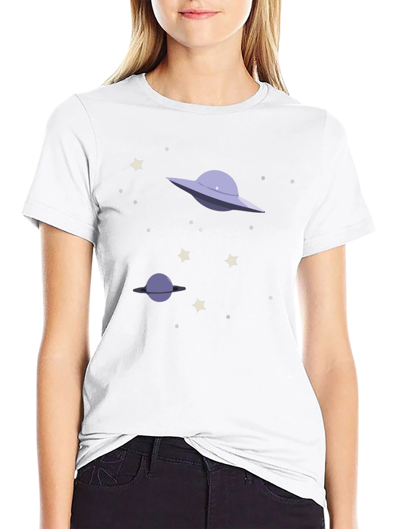 Space Galaxy UFO Graphic T-Shirt