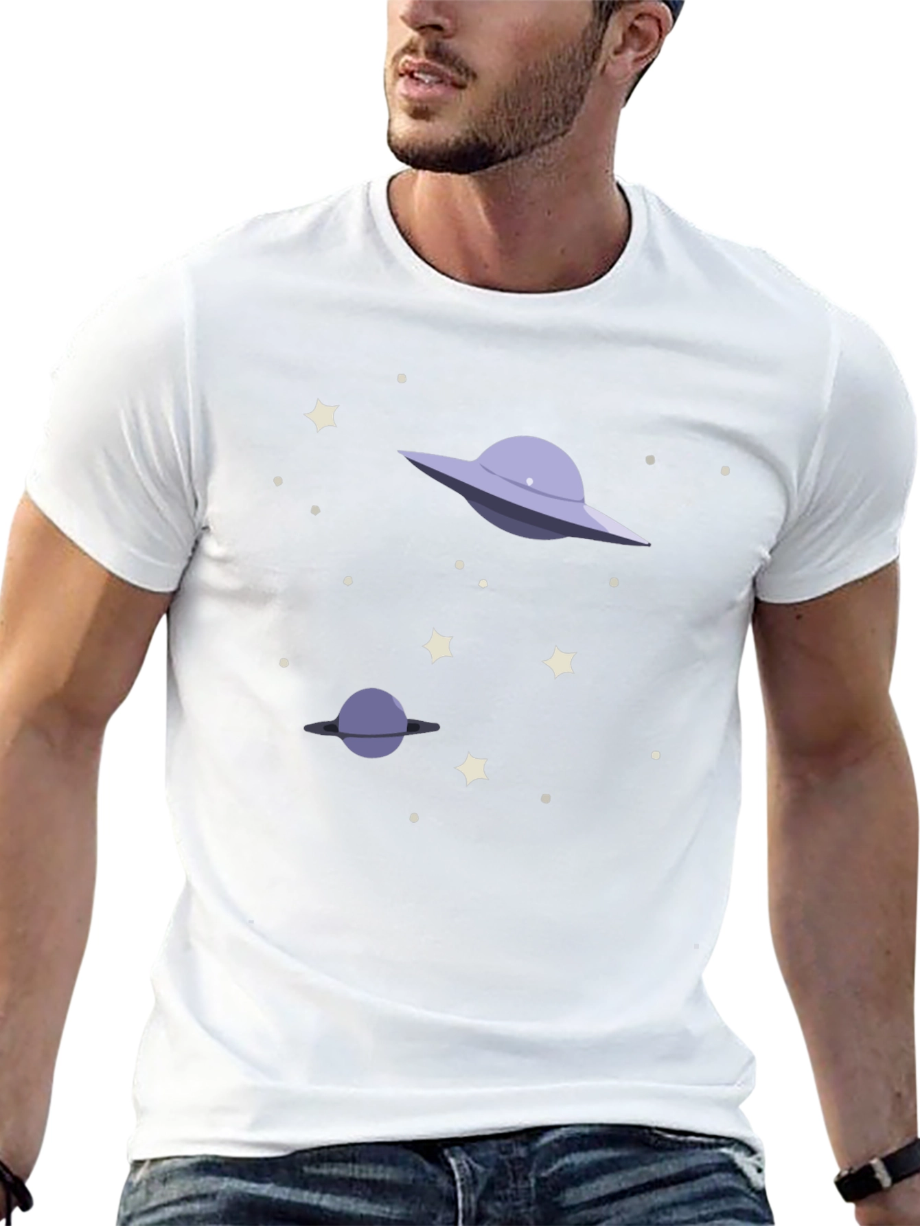 Space Galaxy UFO Graphic T-Shirt