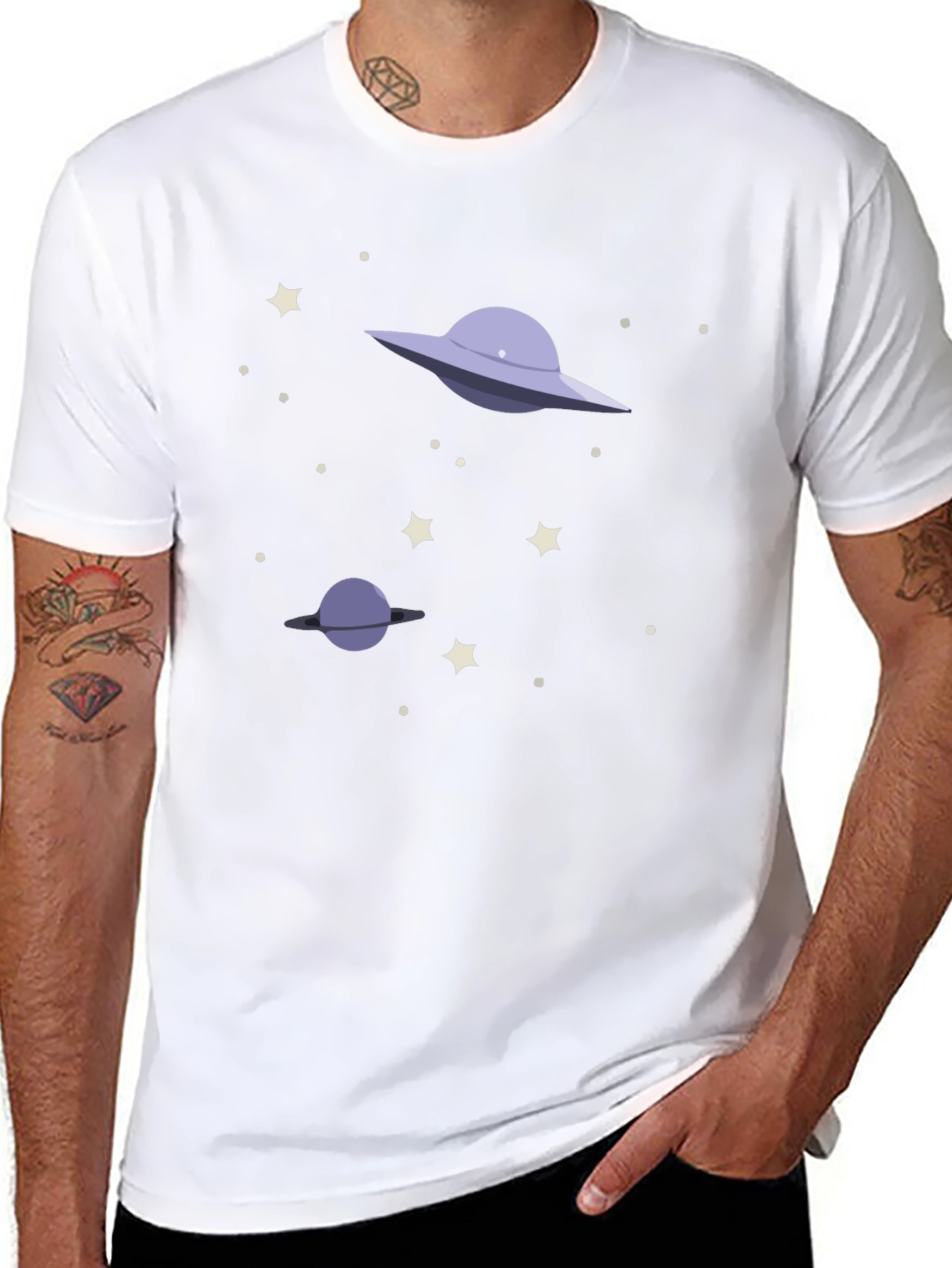 Space Galaxy UFO Graphic T-Shirt