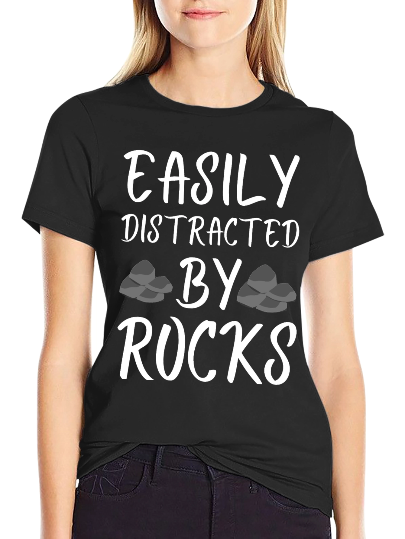 Easily Distracted By Rocks Funny T-Shirt