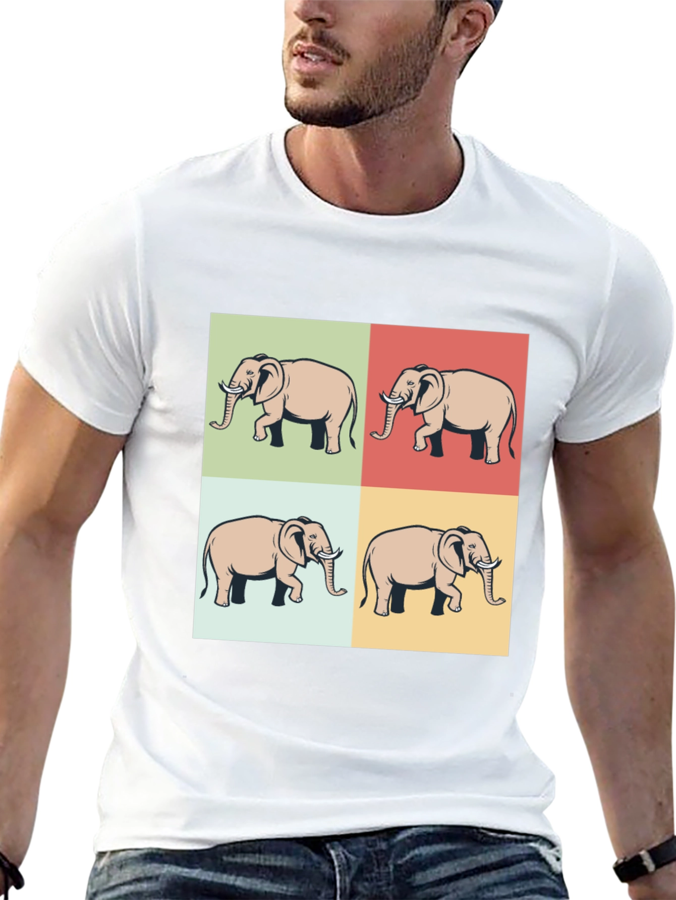 Elephant Pop Art Black T-Shirt
