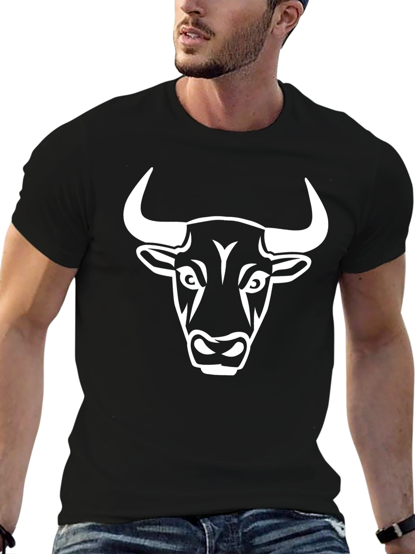 Bull Graphic Tee - Black Cotton T-Shirt