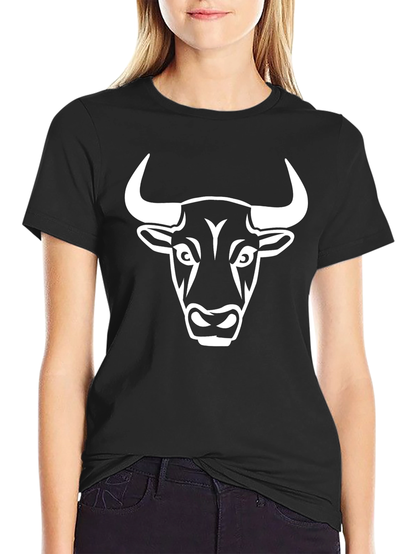 Bull Graphic Tee - Black Cotton T-Shirt