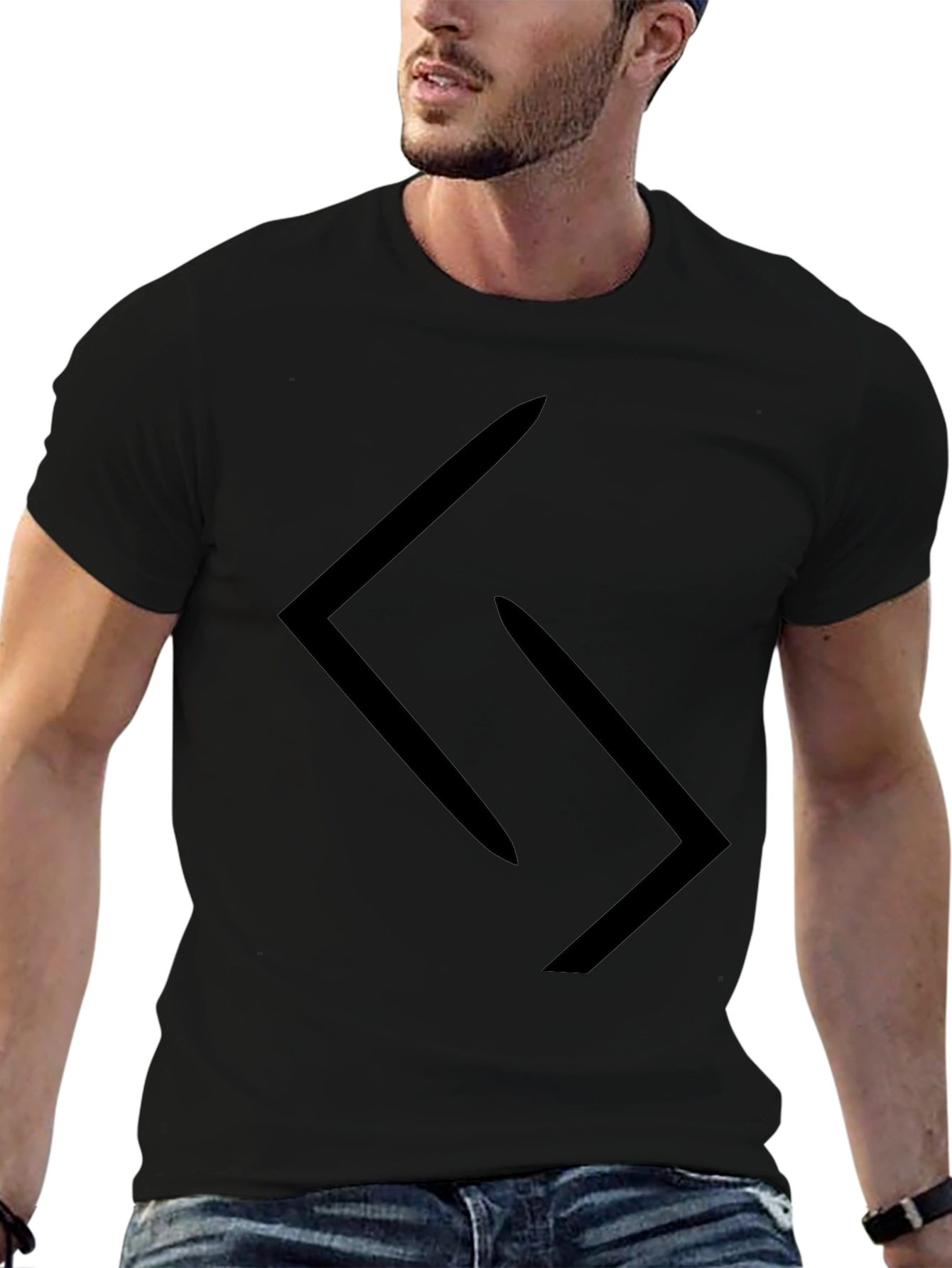 Minimalist Black T-Shirt with Abstract Graphic Design