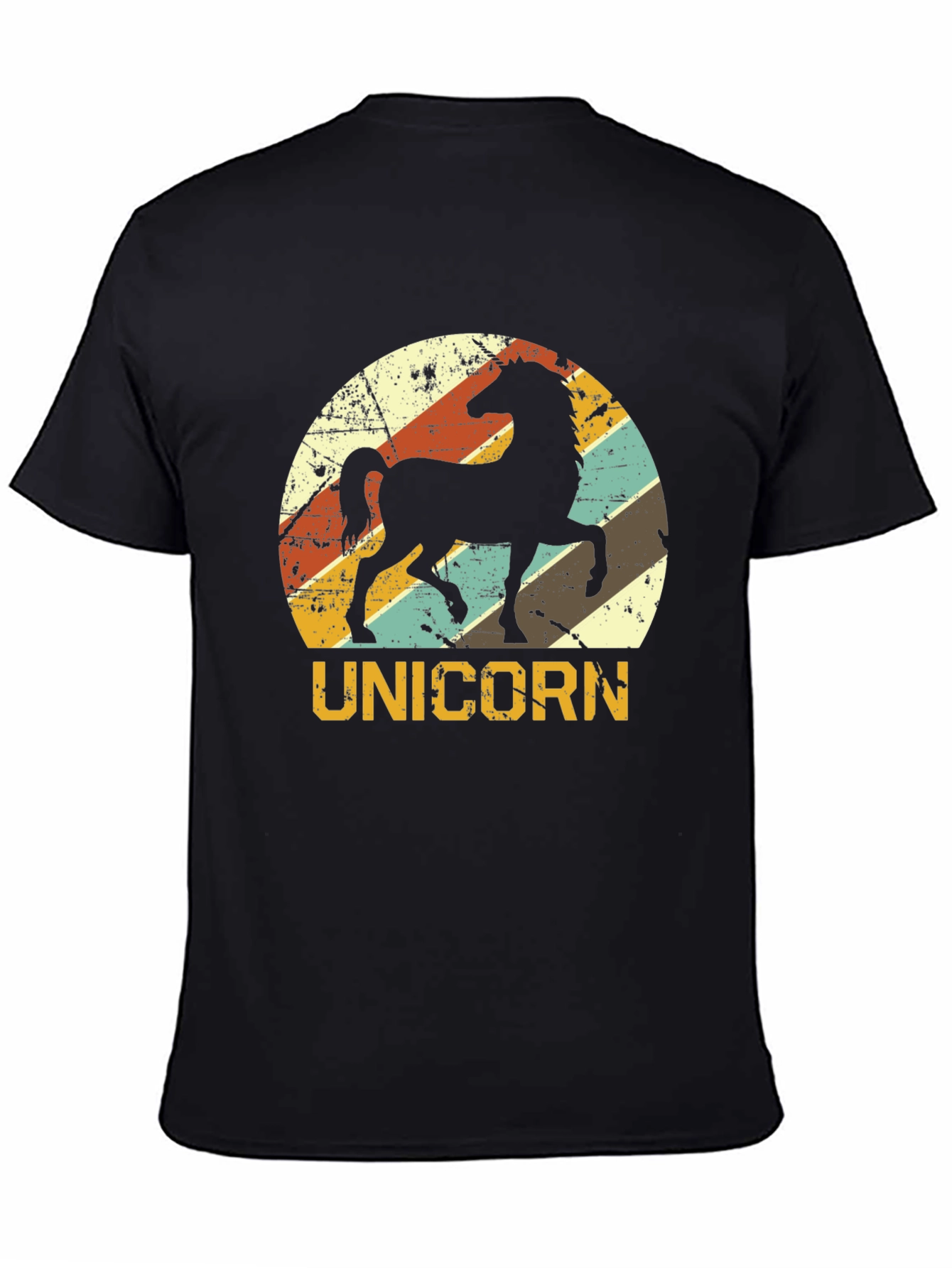 Retro Unicorn Graphic T-Shirt - Black