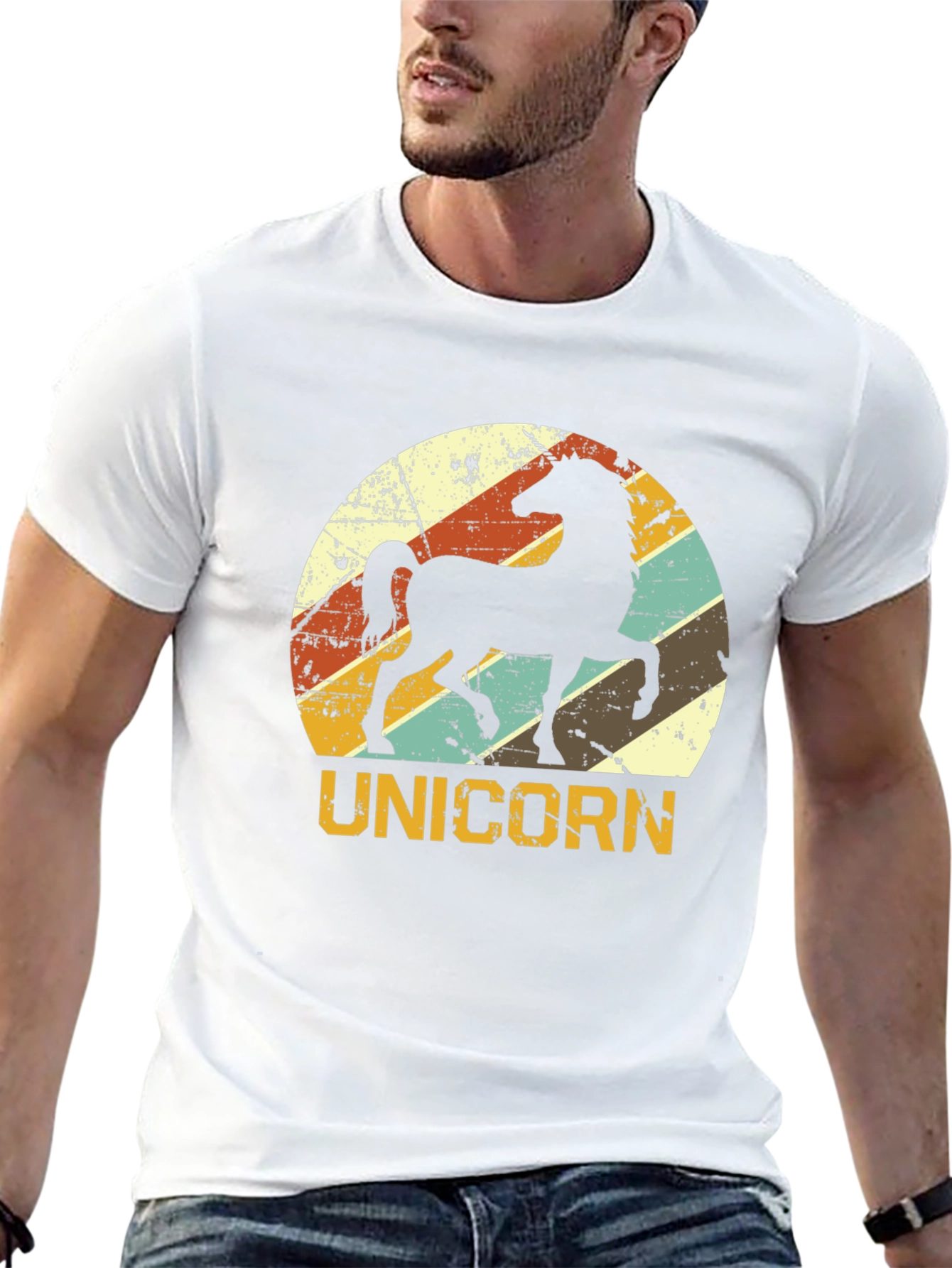Retro Unicorn Graphic T-Shirt - Black