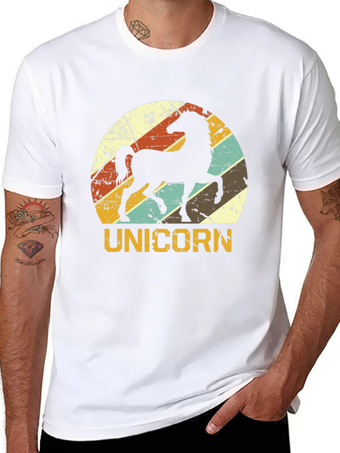 Retro Unicorn Graphic T-Shirt - Black