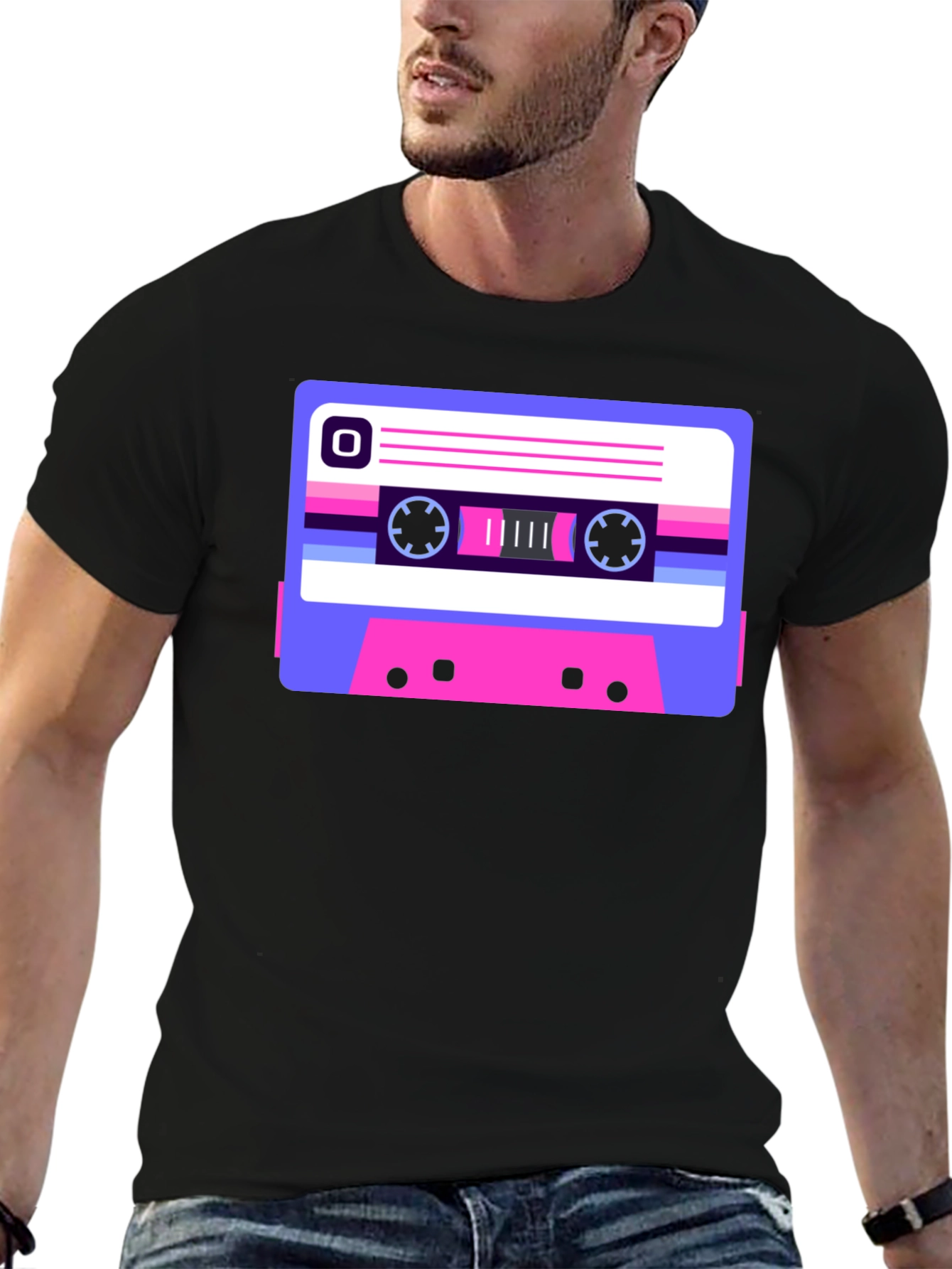 Retro Cassette Tape Graphic Tee - Black