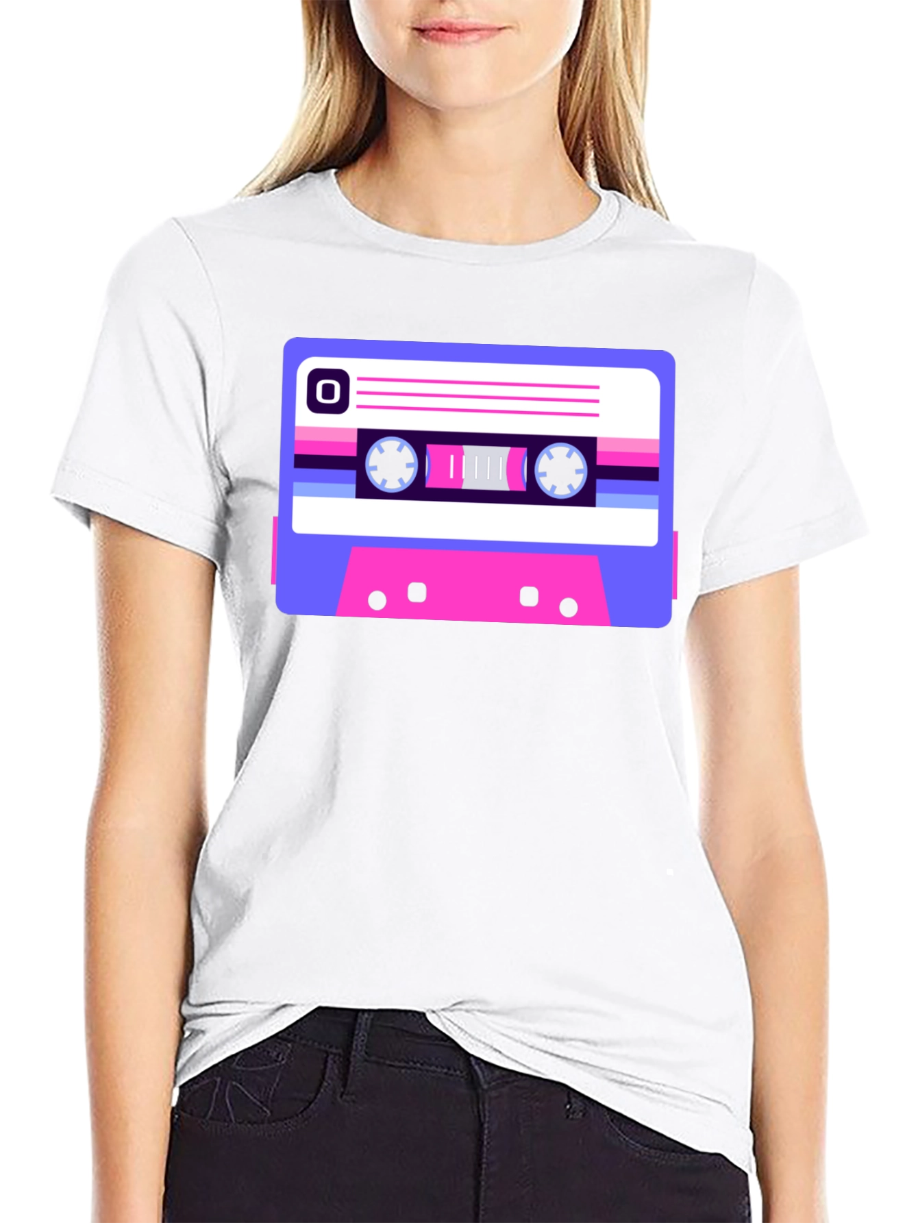 Retro Cassette Tape Graphic Tee - Black