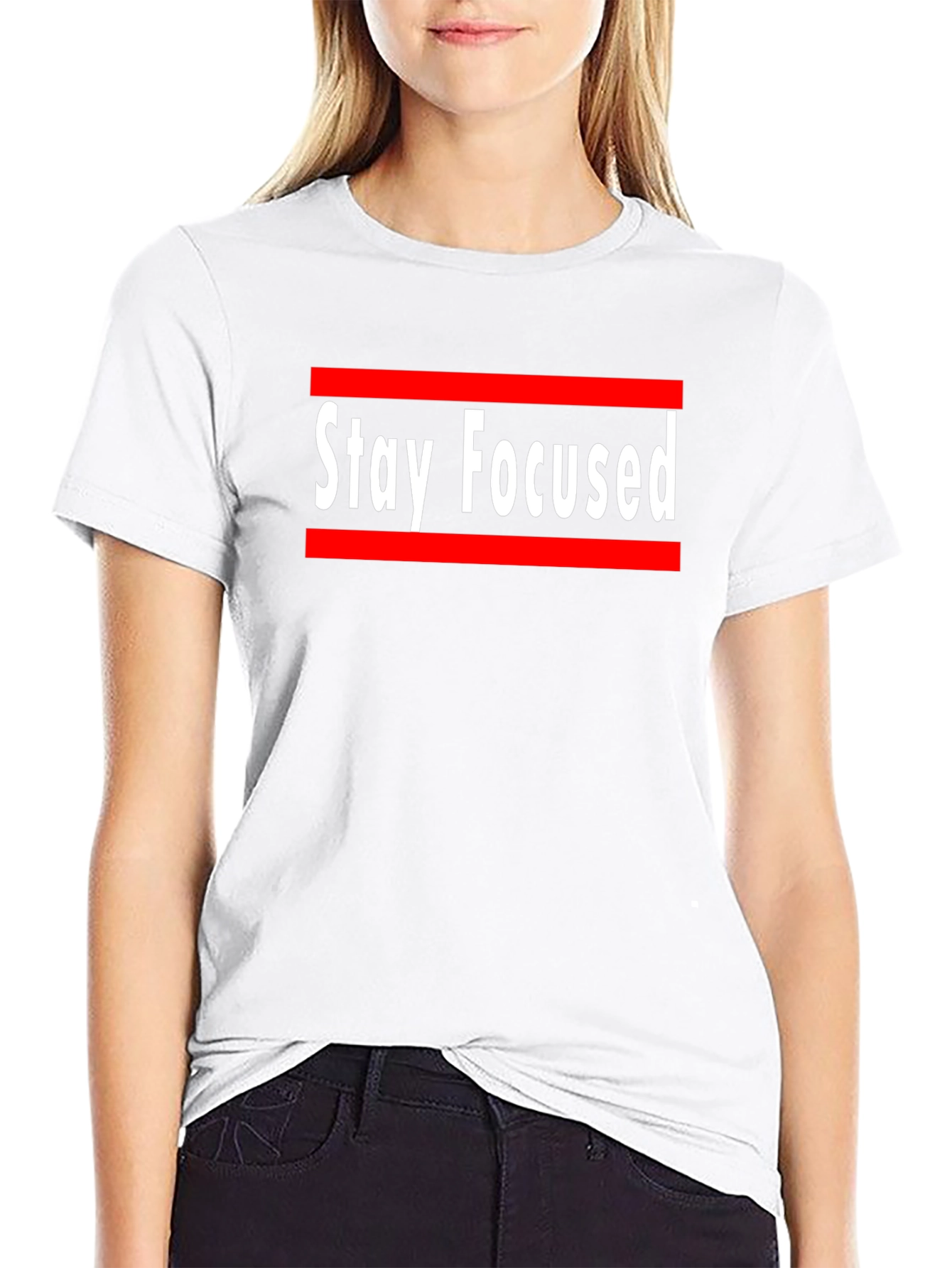 Stay Focused Graphic Print Crew Neck T-Shirt