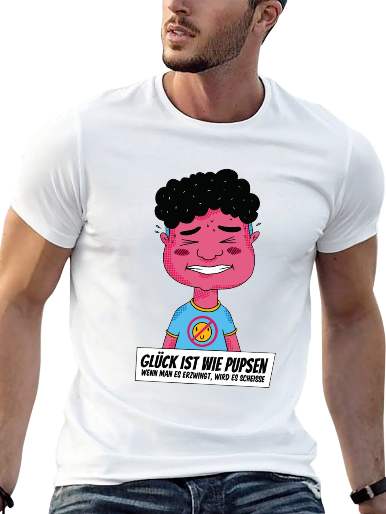 Funny Graphic T-Shirt: Glück ist wie pupsen