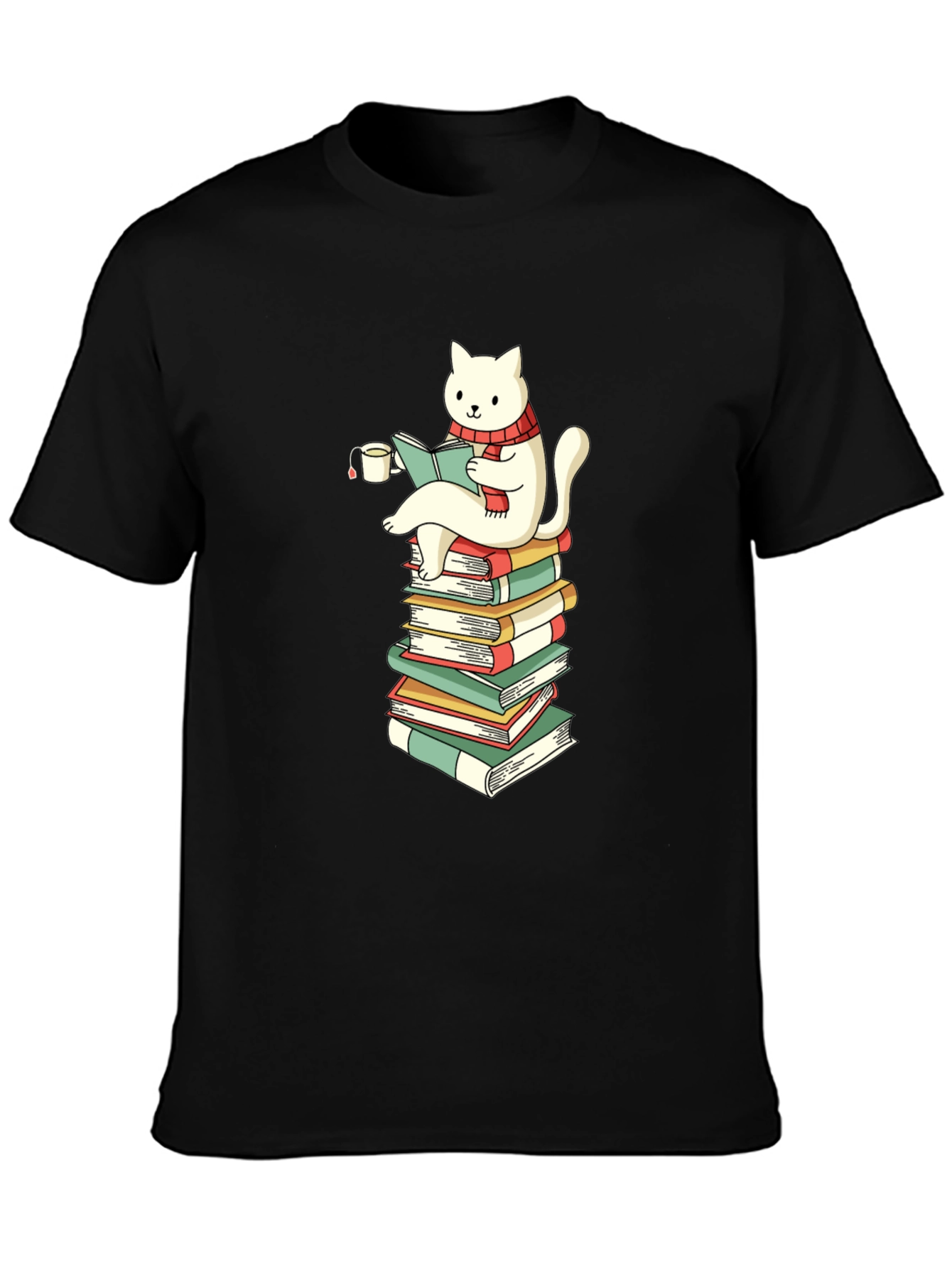 Cat Reading Books T-Shirt