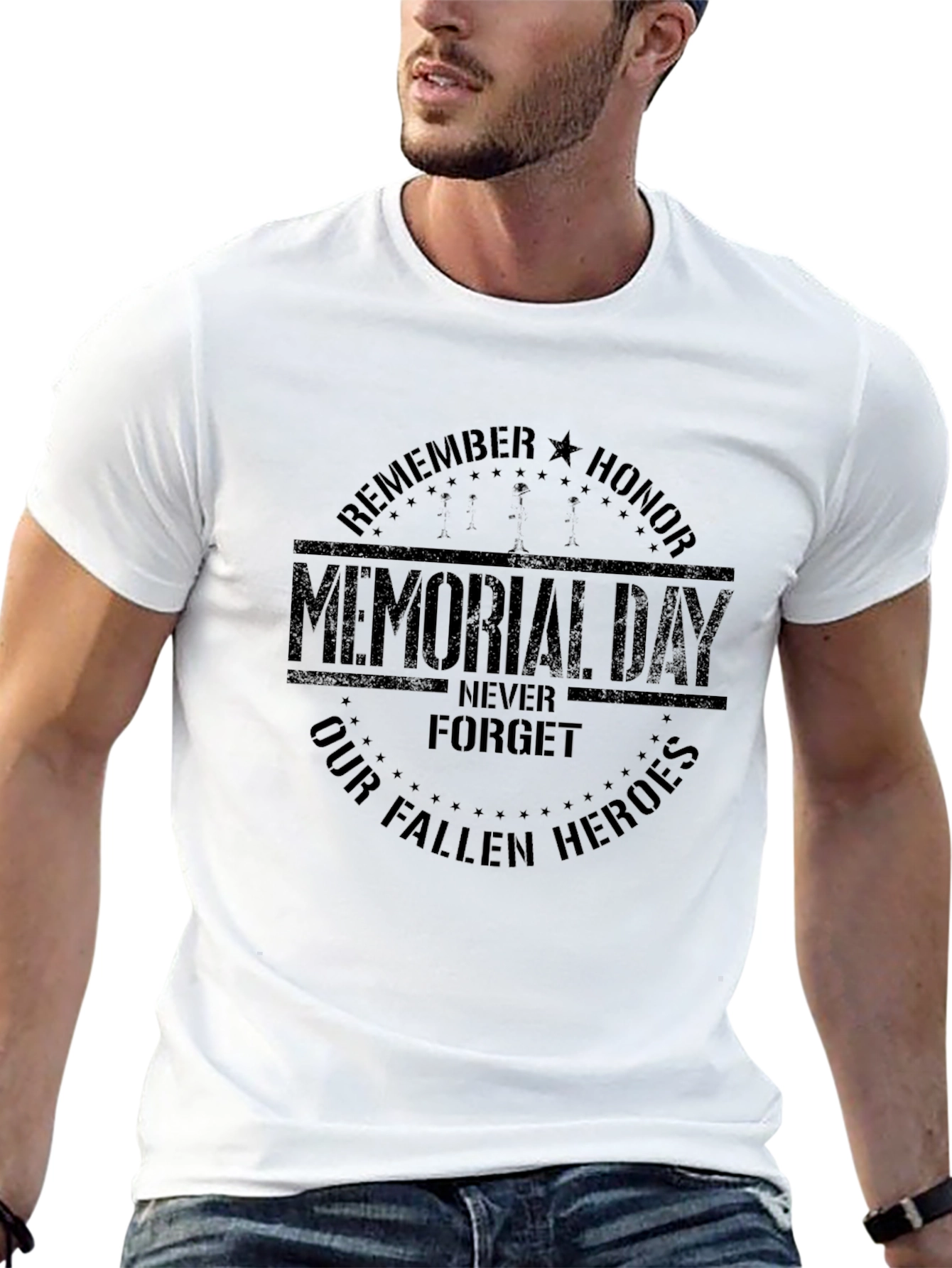 Memorial Day Graphic Print Crew Neck T-Shirt