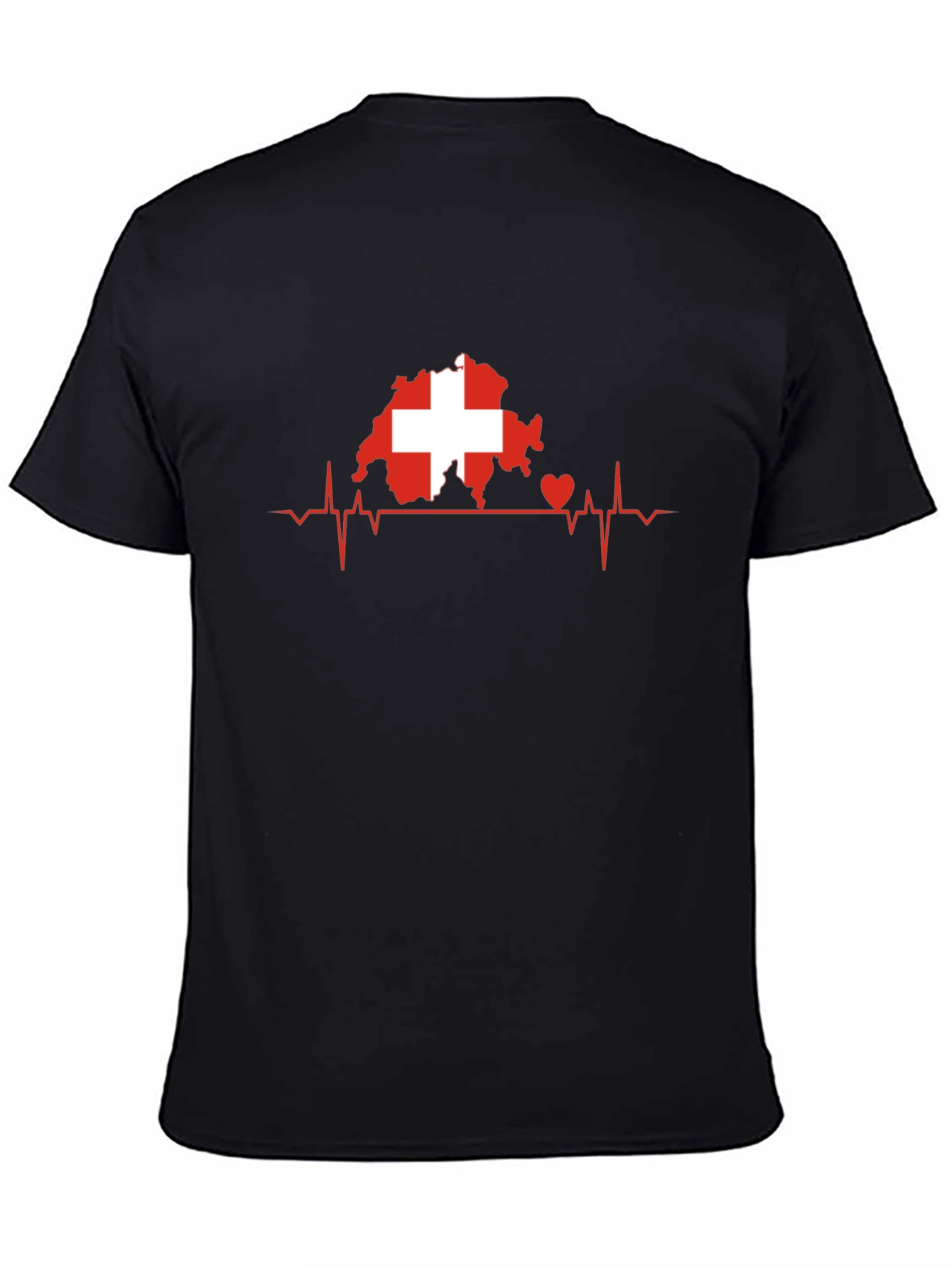 Switzerland Flag Heartbeat Mens T-Shirt