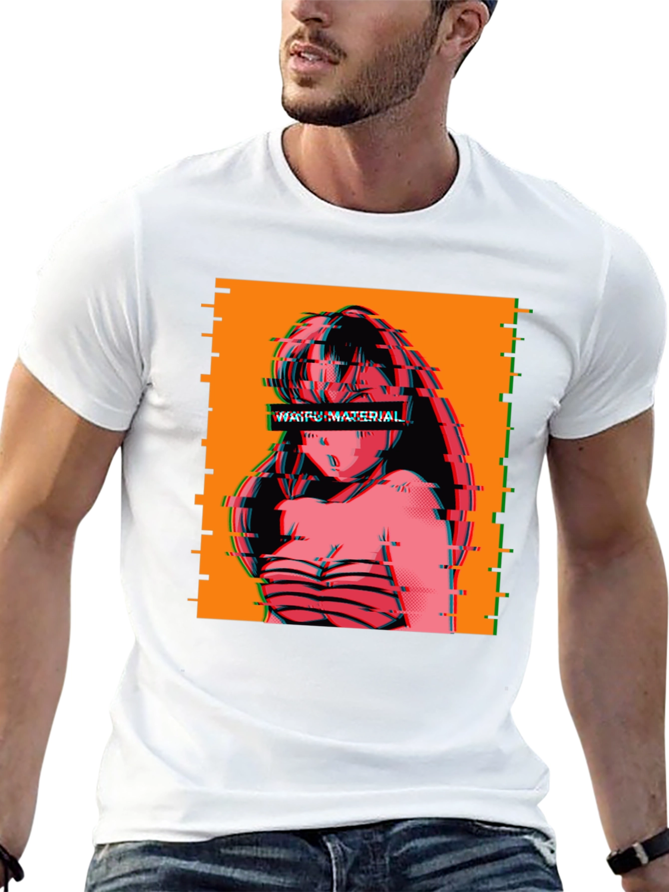 Waifu Material Anime Glitch T-Shirt