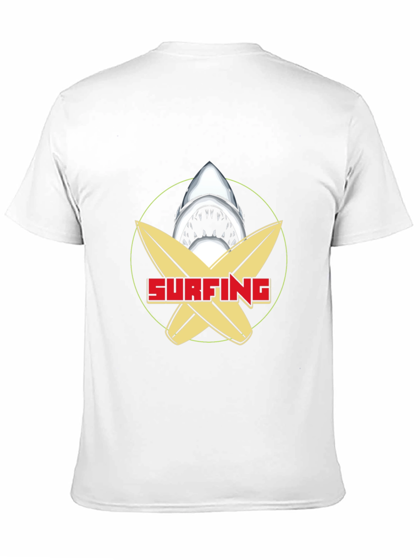 Surfing Shark Graphic Tee - Black Cotton T-Shirt
