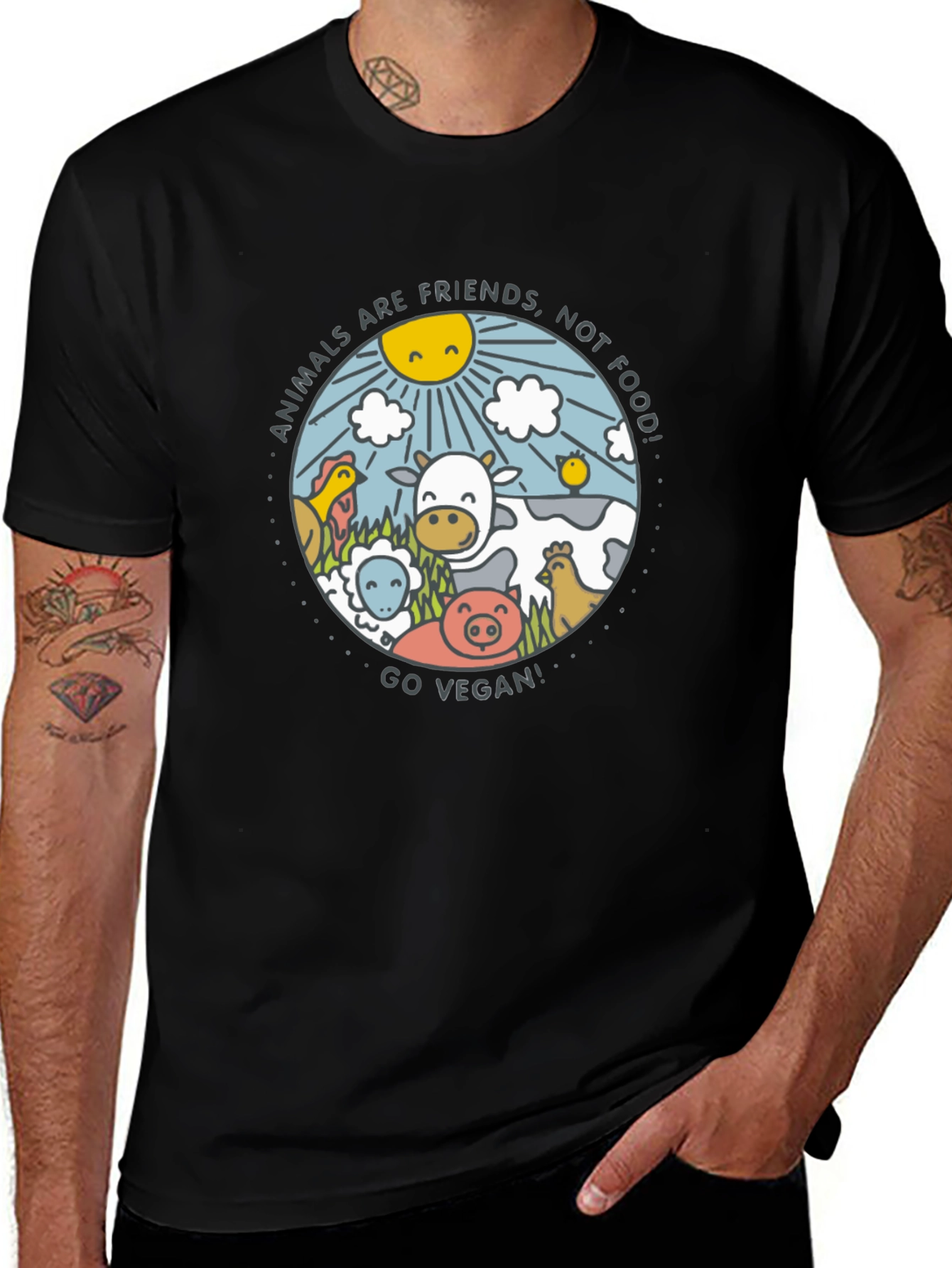 Animals Are Friends Vegan Graphic Tee