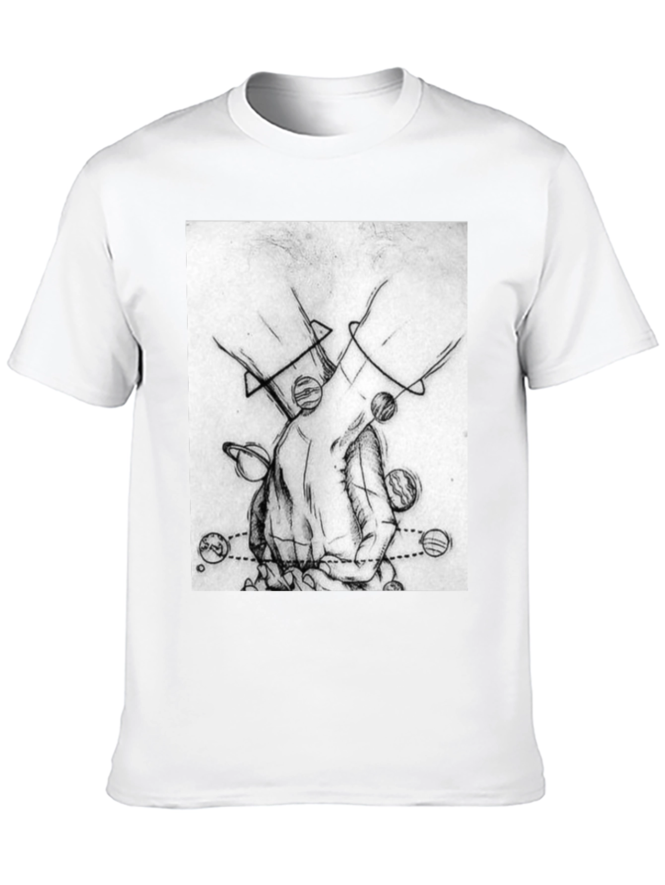 Planetary Hands Graphic Tee - Black Cotton T-Shirt
