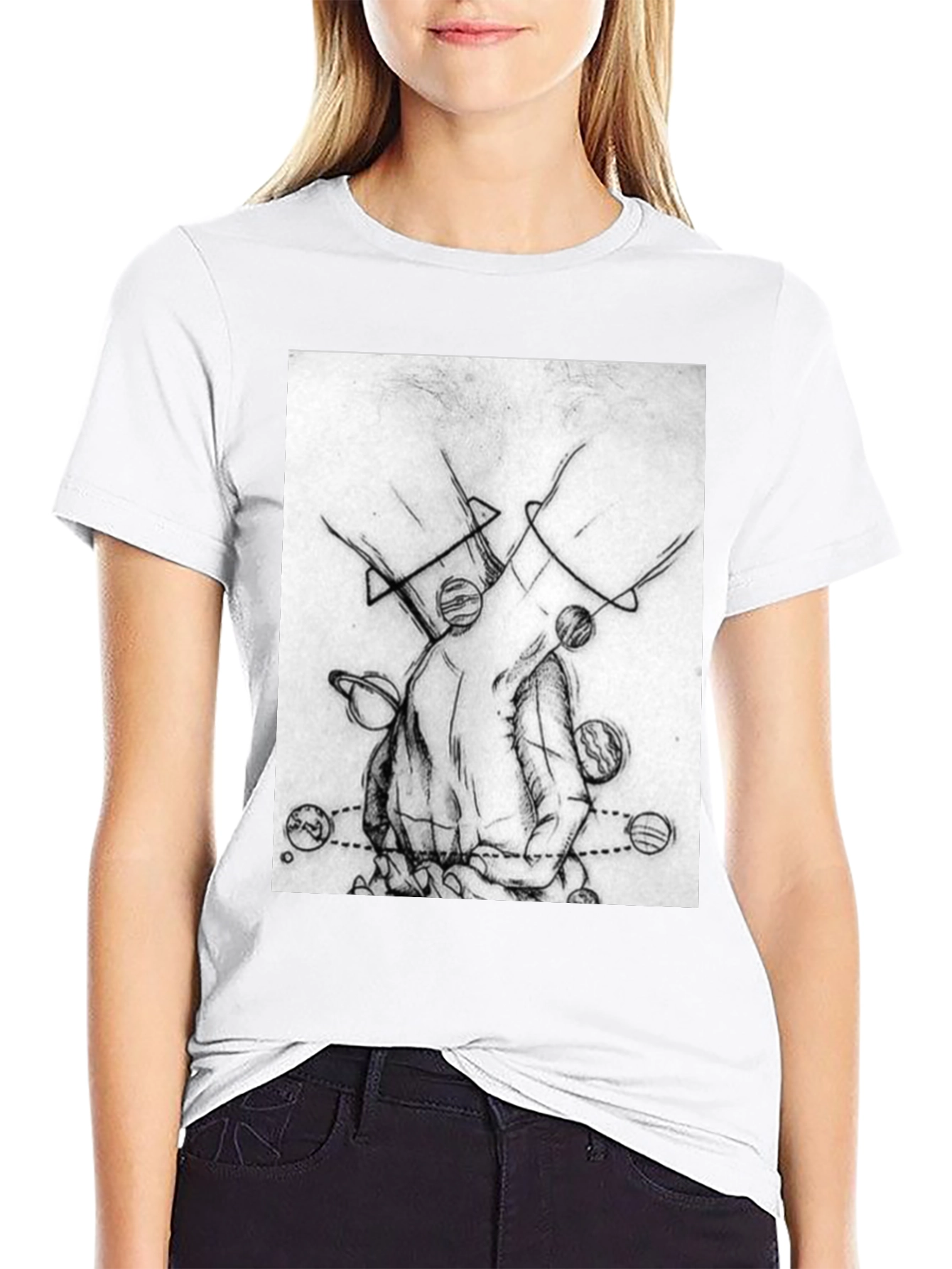 Planetary Hands Graphic Tee - Black Cotton T-Shirt