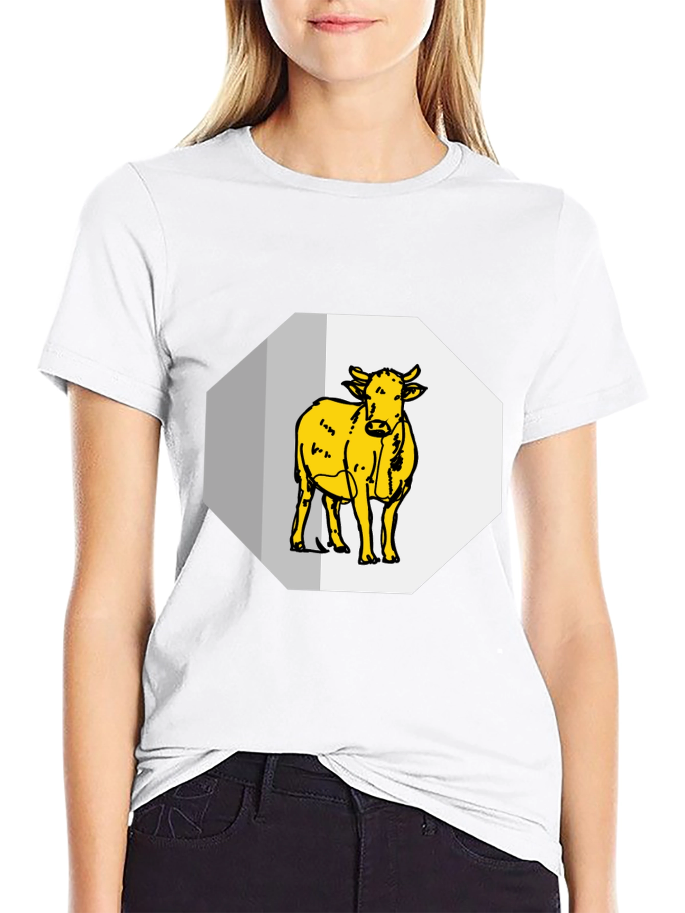Cow Graphic Tee - Black Cotton Blend