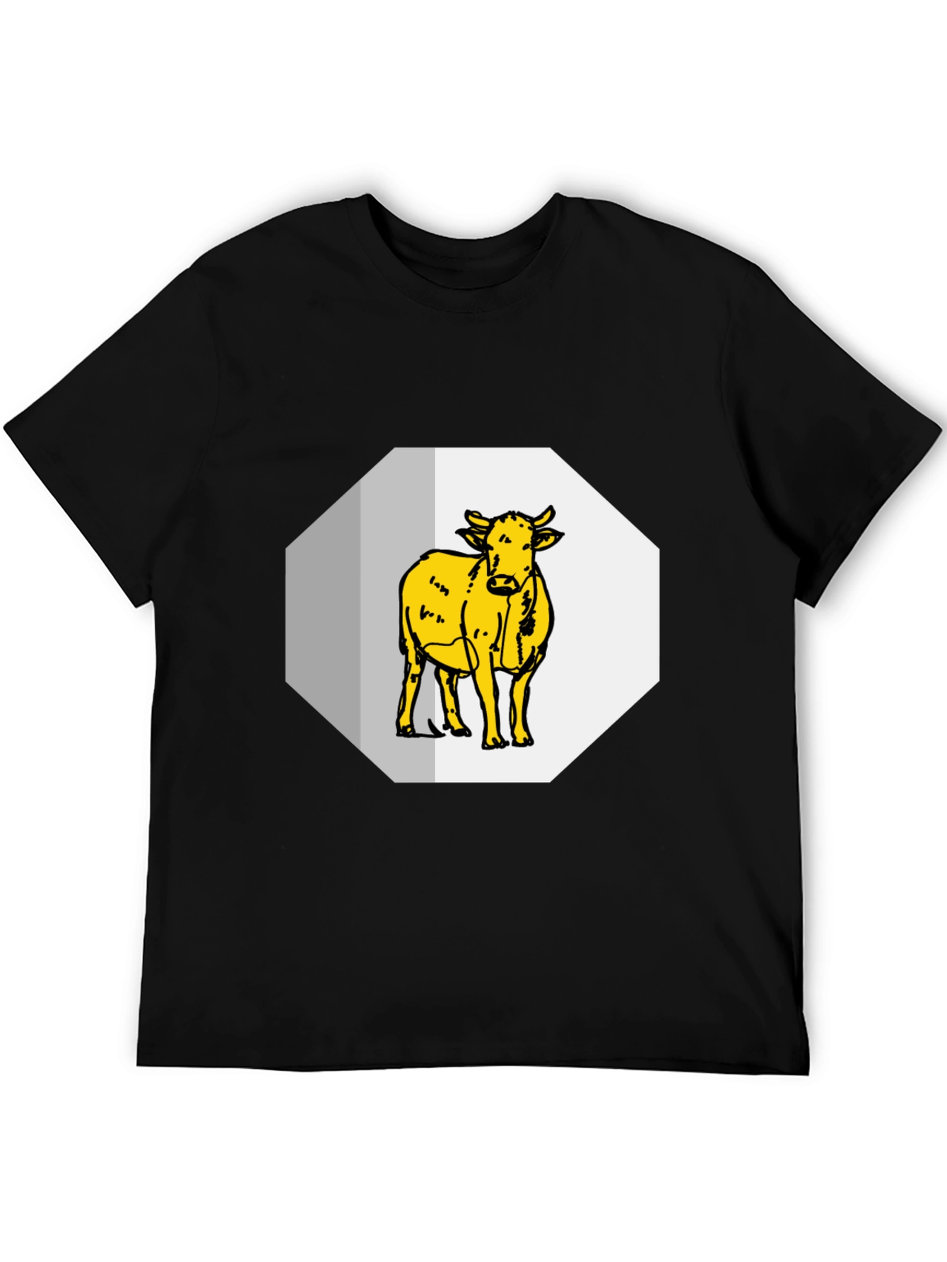 Cow Graphic Tee - Black Cotton Blend