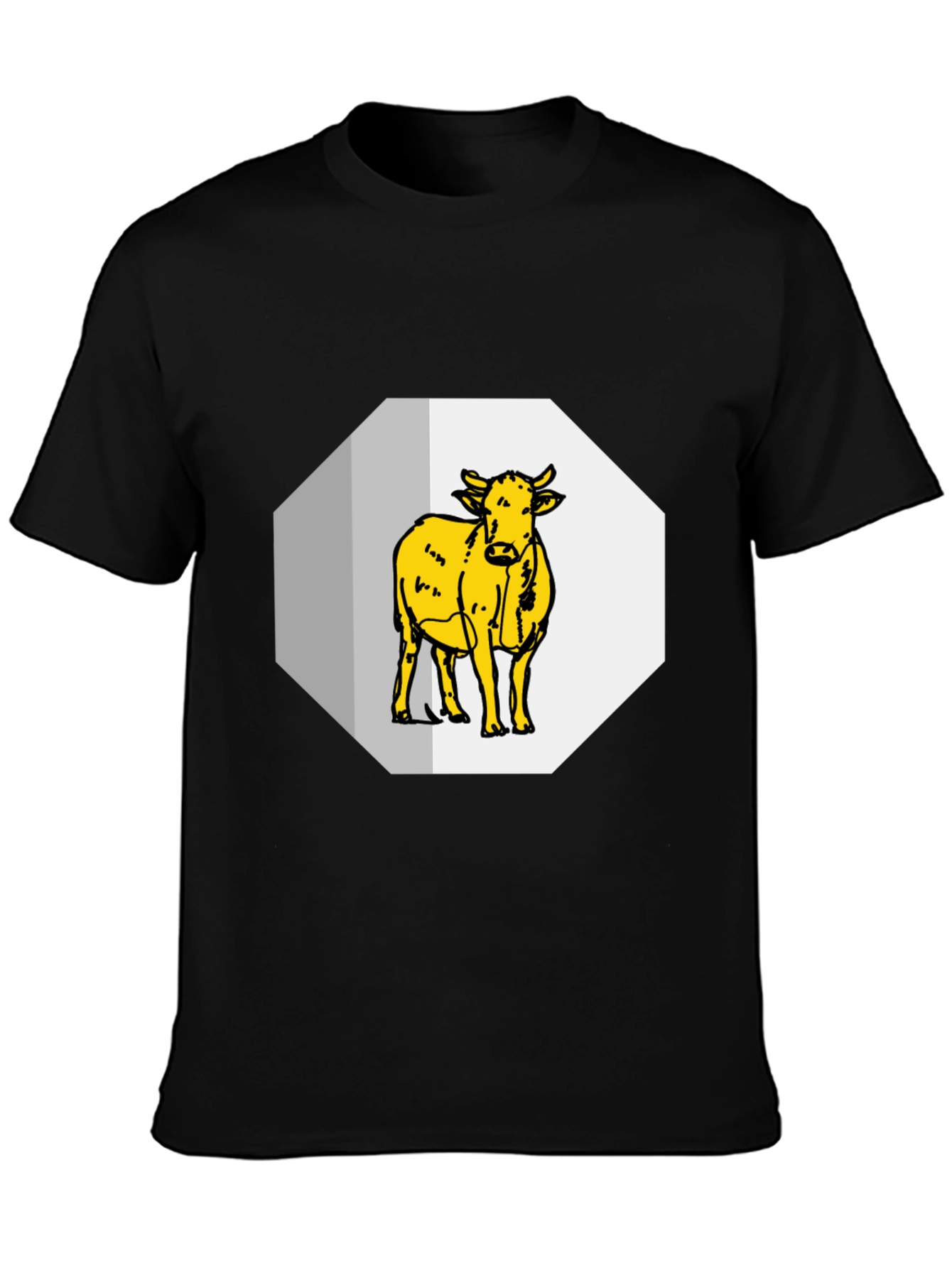 Cow Graphic Tee - Black Cotton Blend