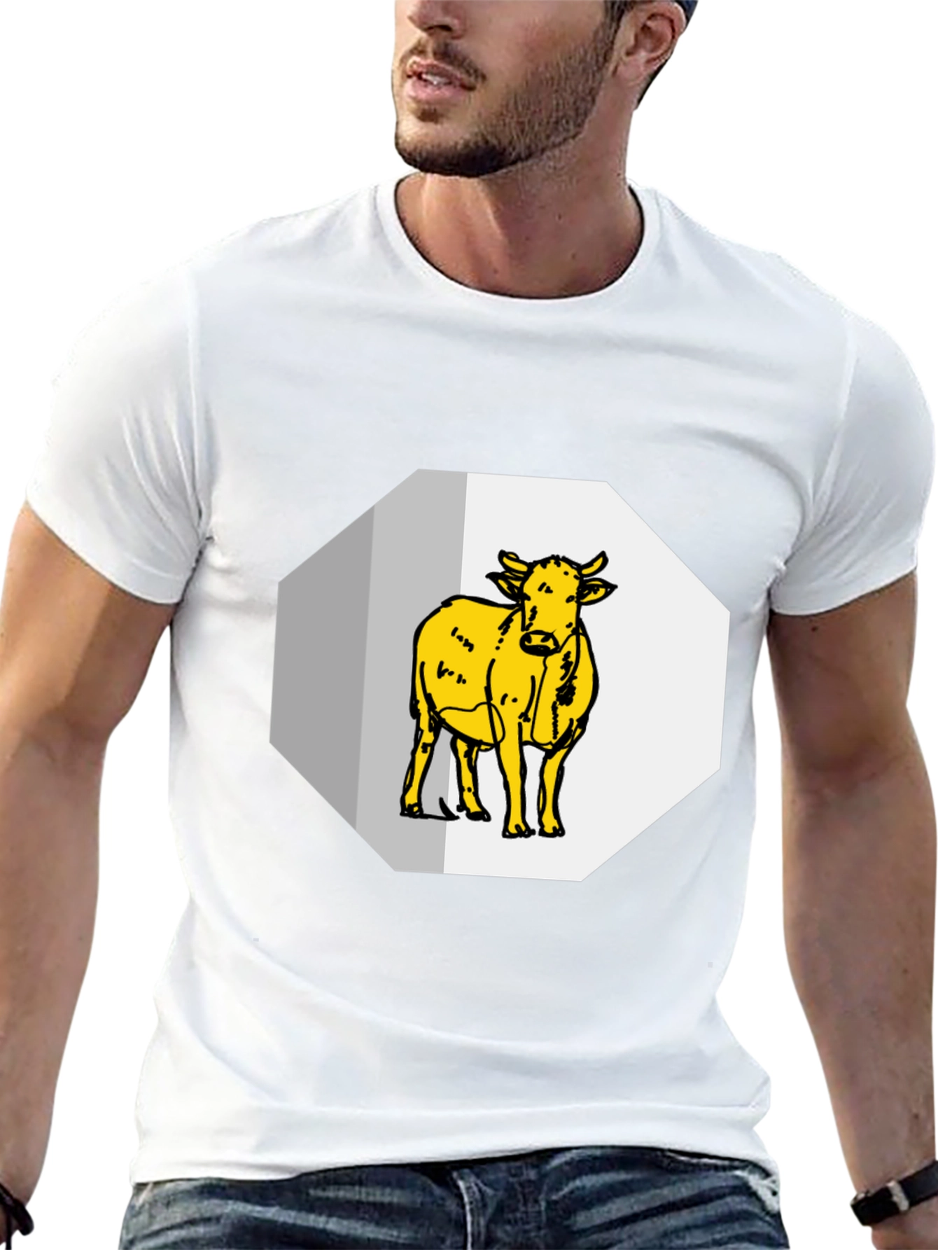Cow Graphic Tee - Black Cotton Blend