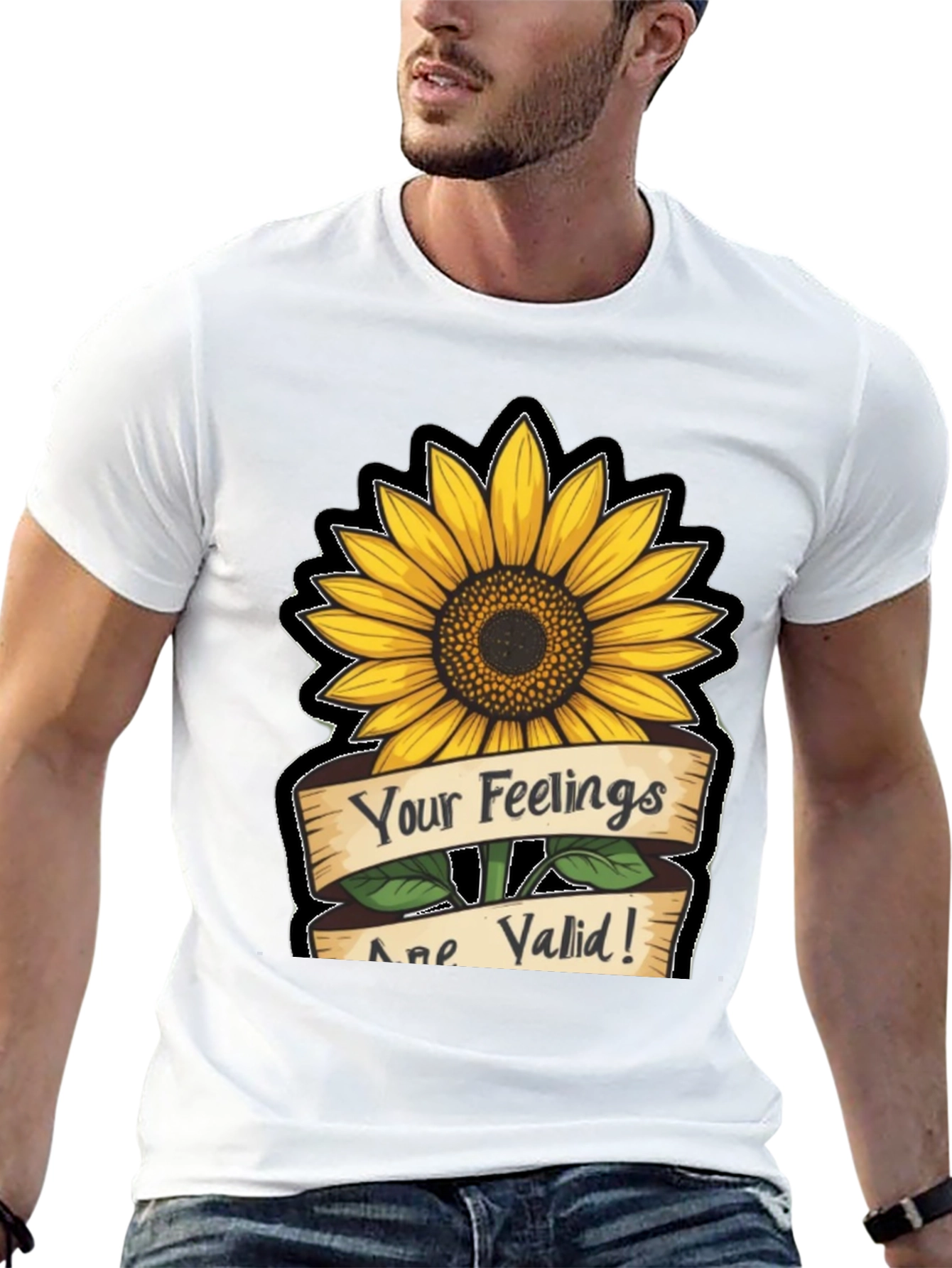 Sunflower Your Feelings Are Valid Black T-Shirt