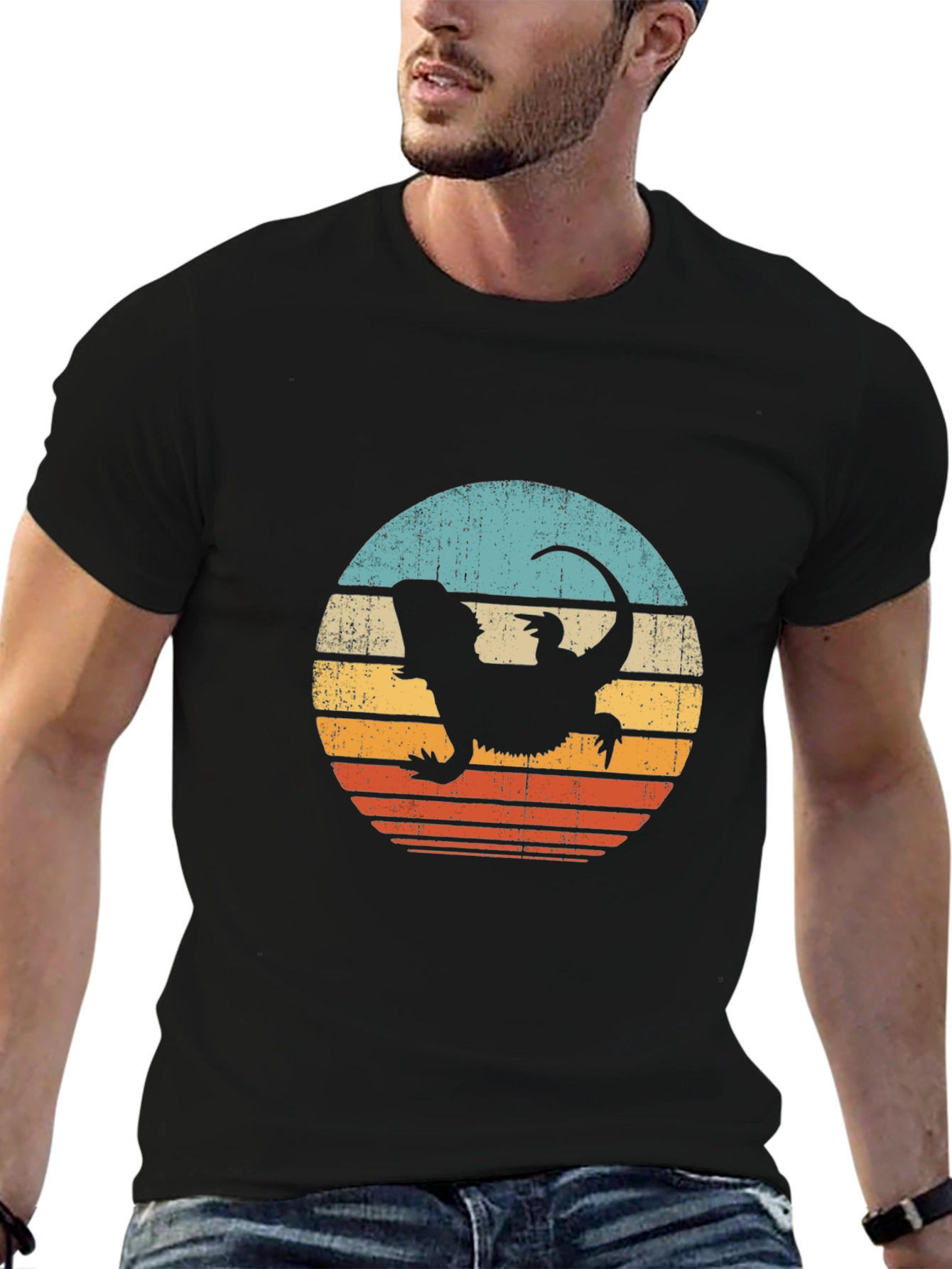 Retro Bearded Dragon Silhouette Graphic Tee