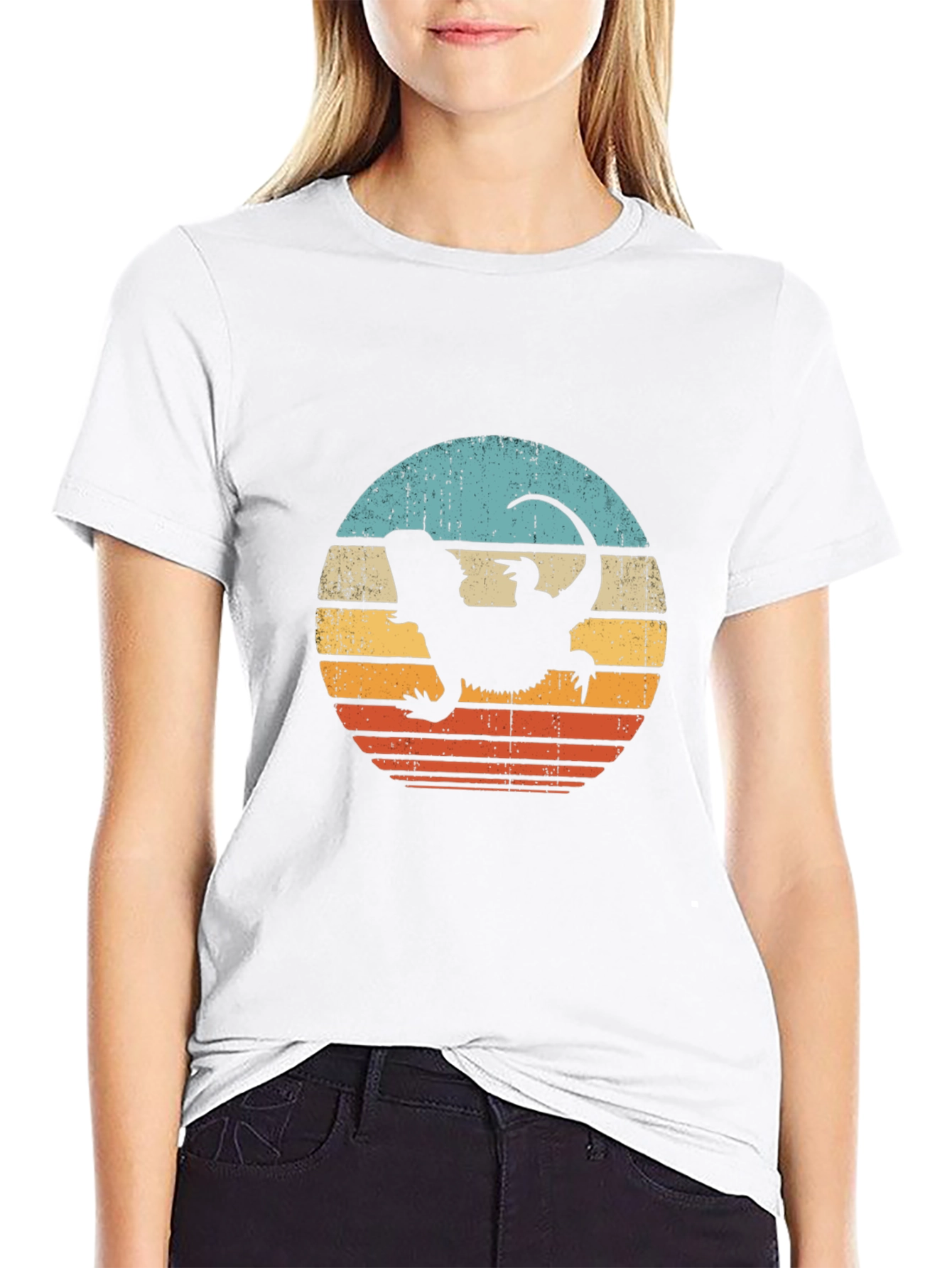 Retro Bearded Dragon Silhouette Graphic Tee