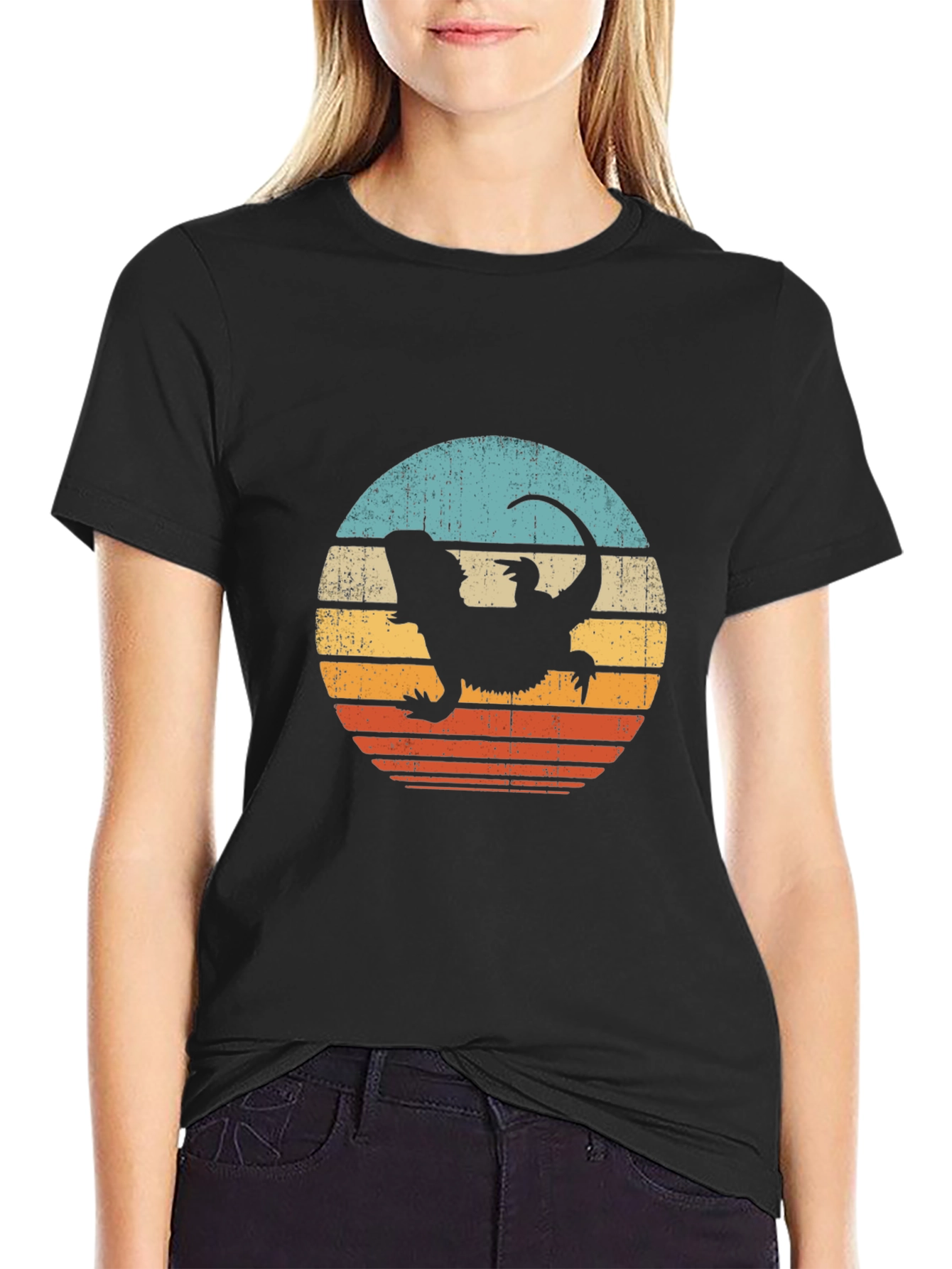 Retro Bearded Dragon Silhouette Graphic Tee
