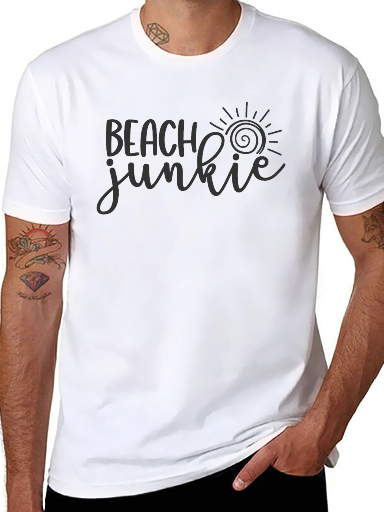 Beach Junkie Graphic Tee - Black Casual T-Shirt