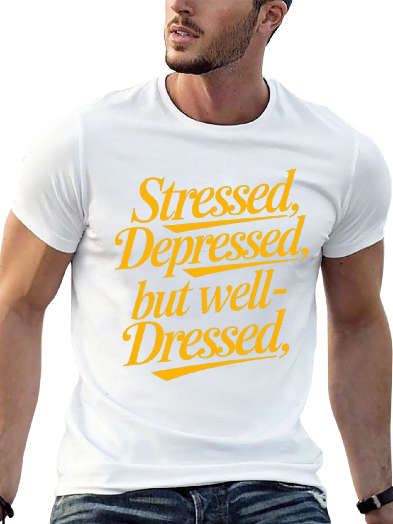 Stressed Depressed Well Dressed Black Graphic Tee