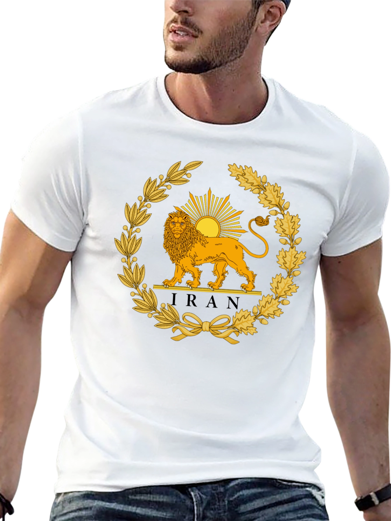 Iran Lion & Sun Emblem T-Shirt - Black