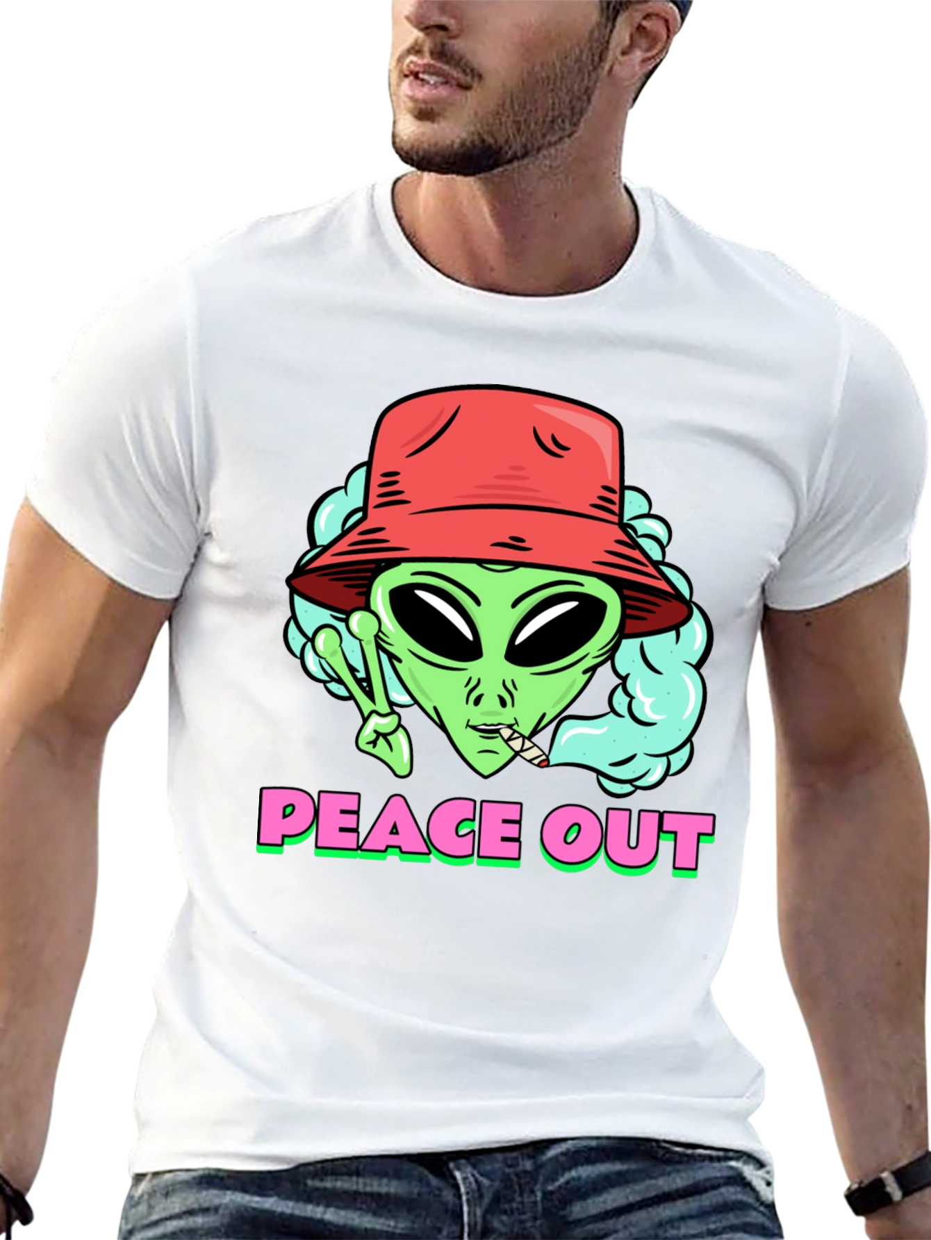 Peace Out Alien Graphic T-Shirt