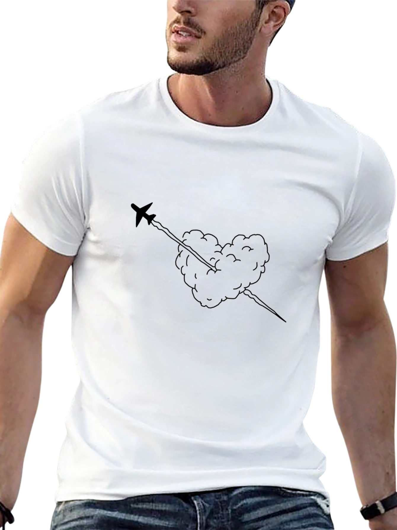 Airplane Heart Clouds Graphic T-Shirt