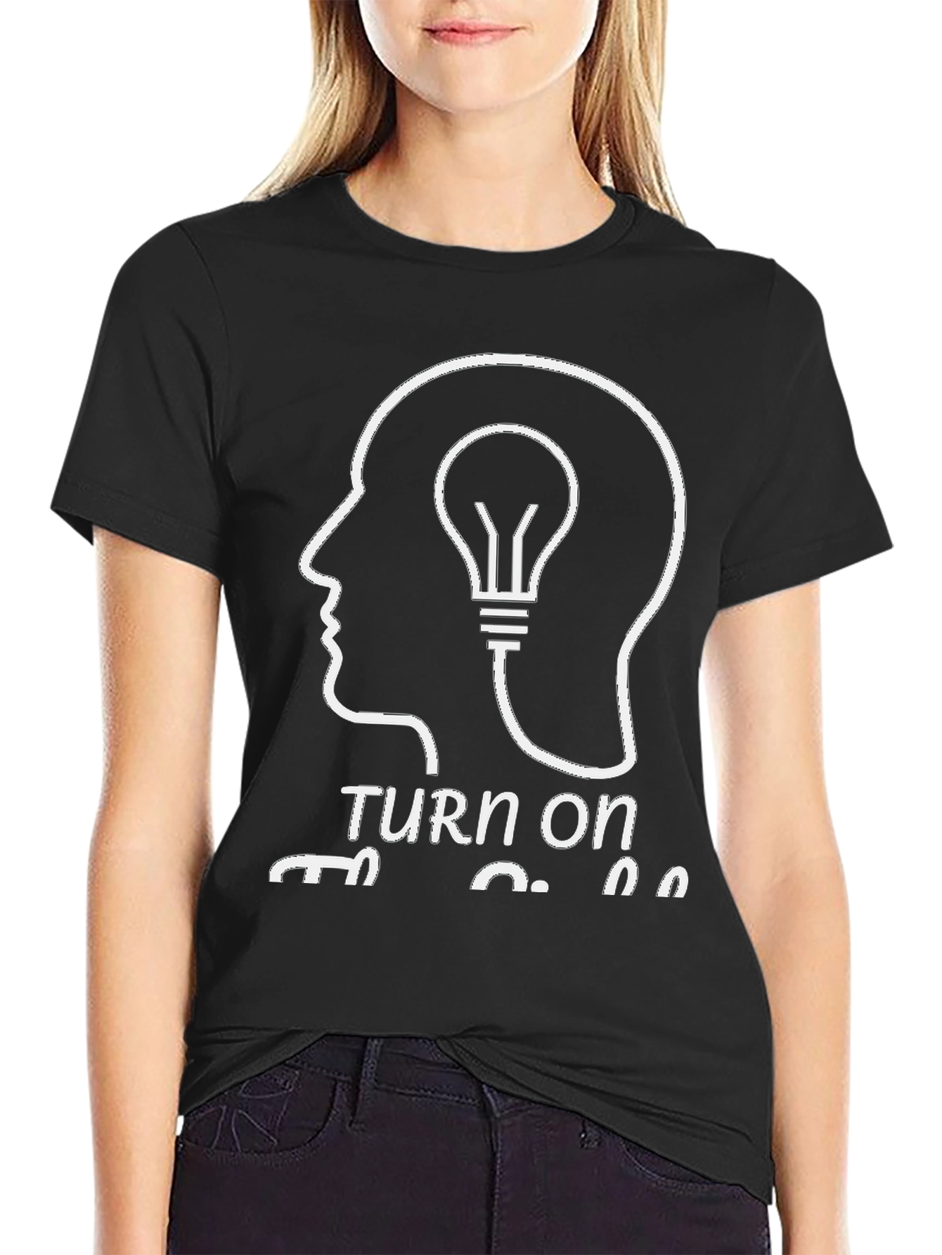 Turn On The Idea Black Graphic Tee