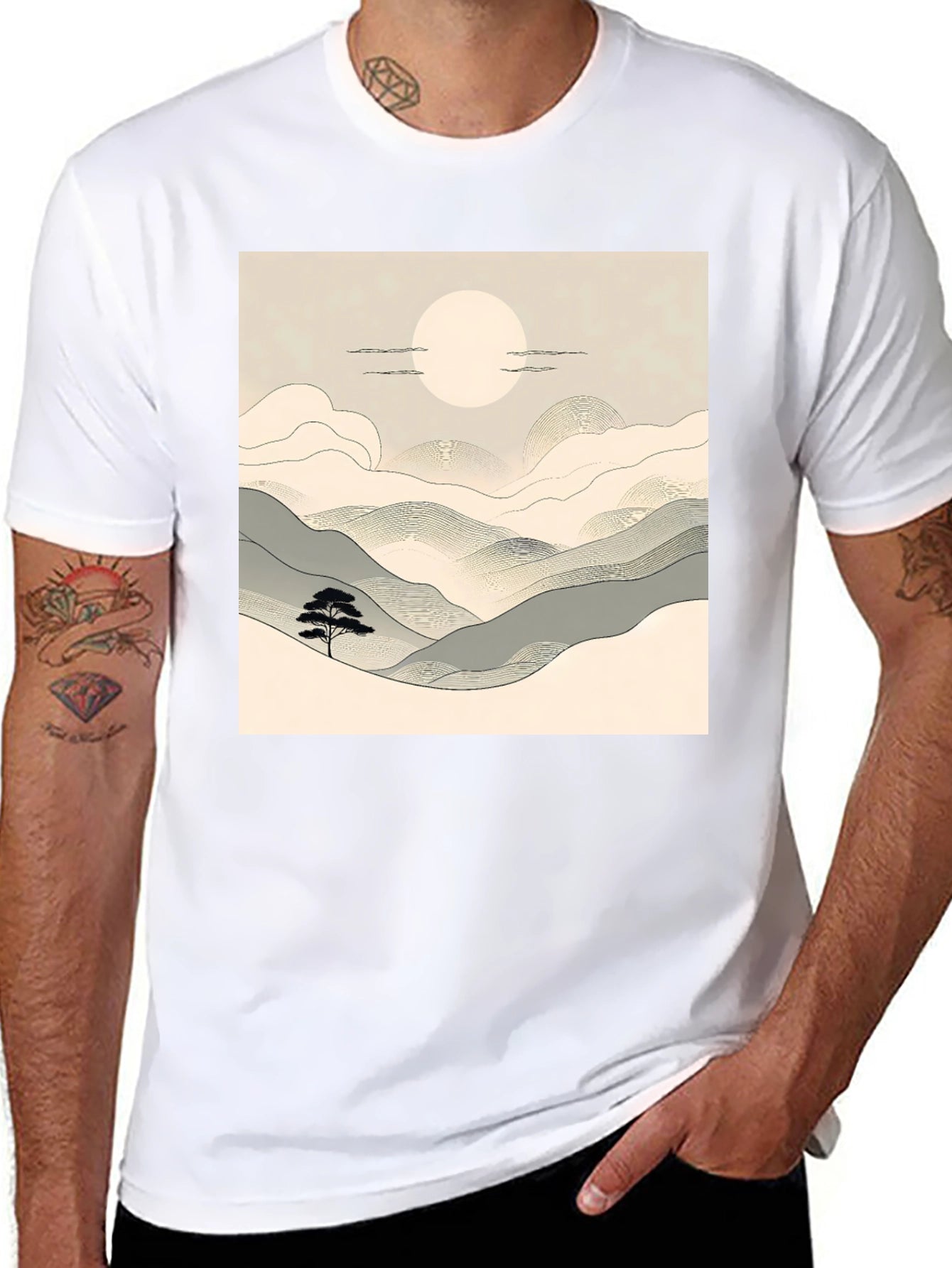 Zen Landscape T-Shirt - Minimalist Design