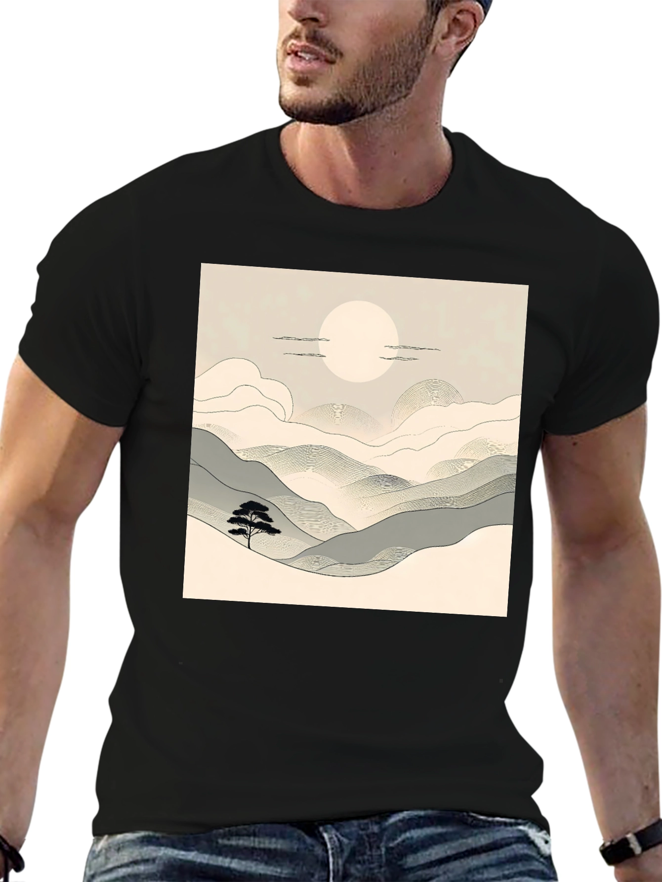 Zen Landscape T-Shirt - Minimalist Design