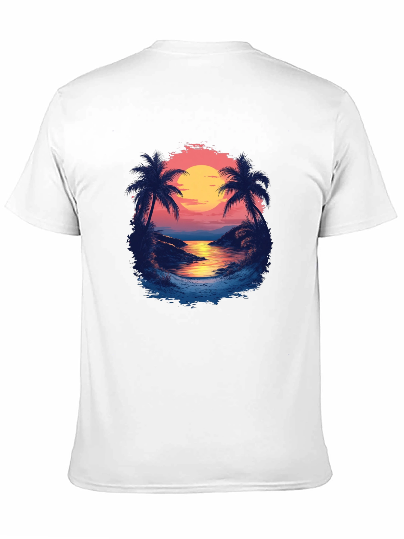 Tropical Sunset Graphic Tee - Black Cotton Comfort