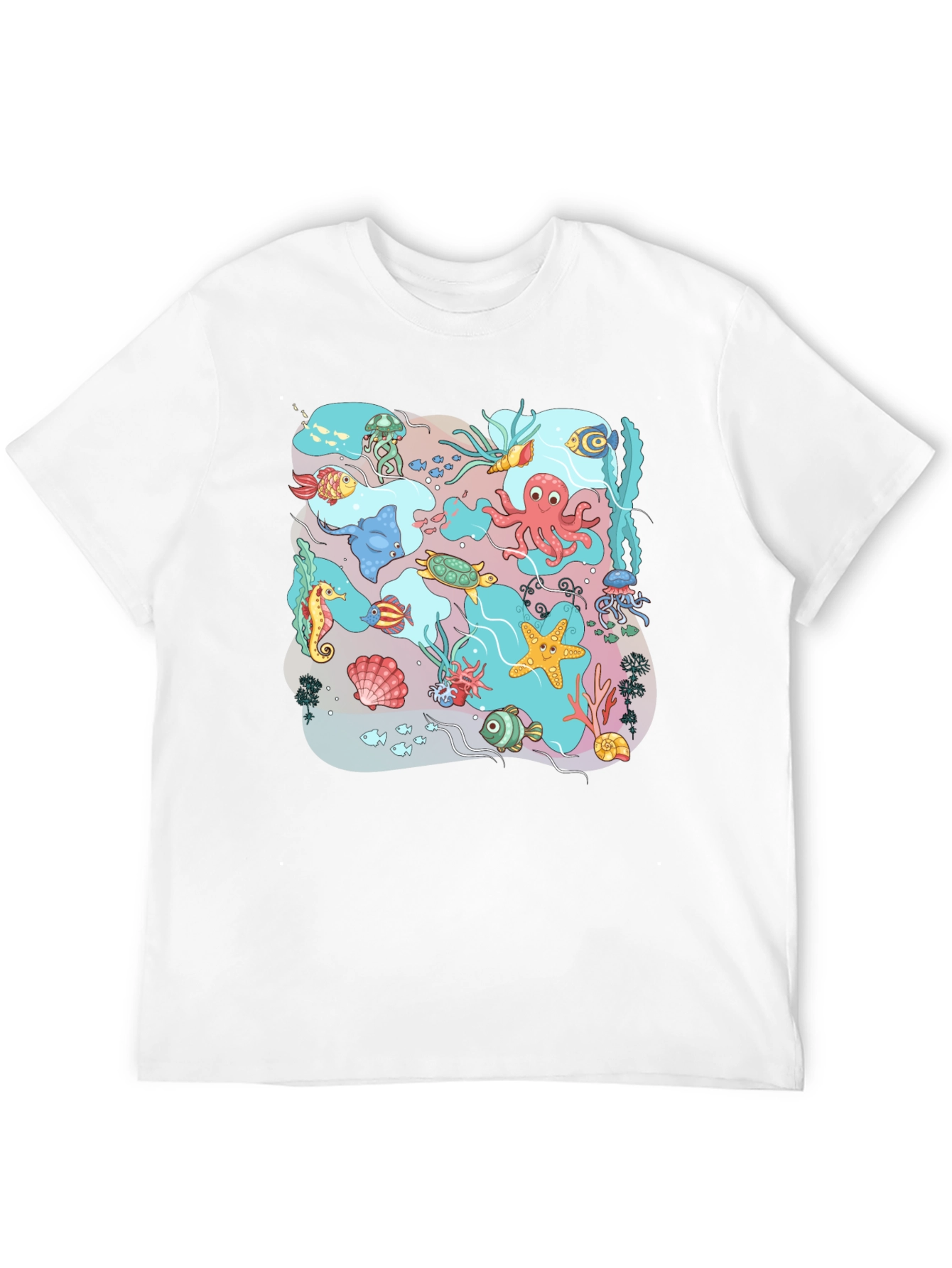 Ocean Life Graphic T-Shirt - Black Cotton Tee