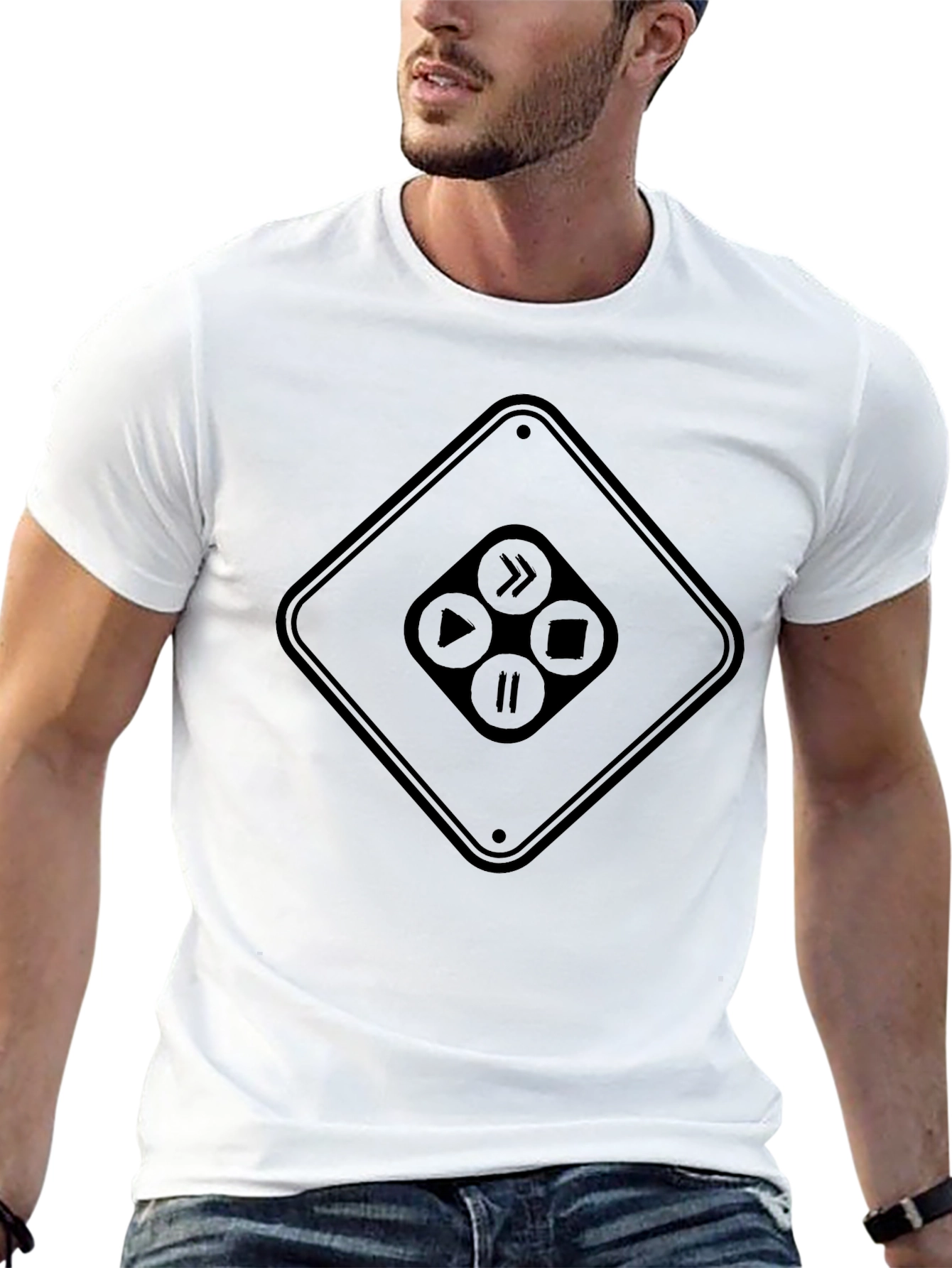Retro Gamepad T-Shirt - Black Casual Tee