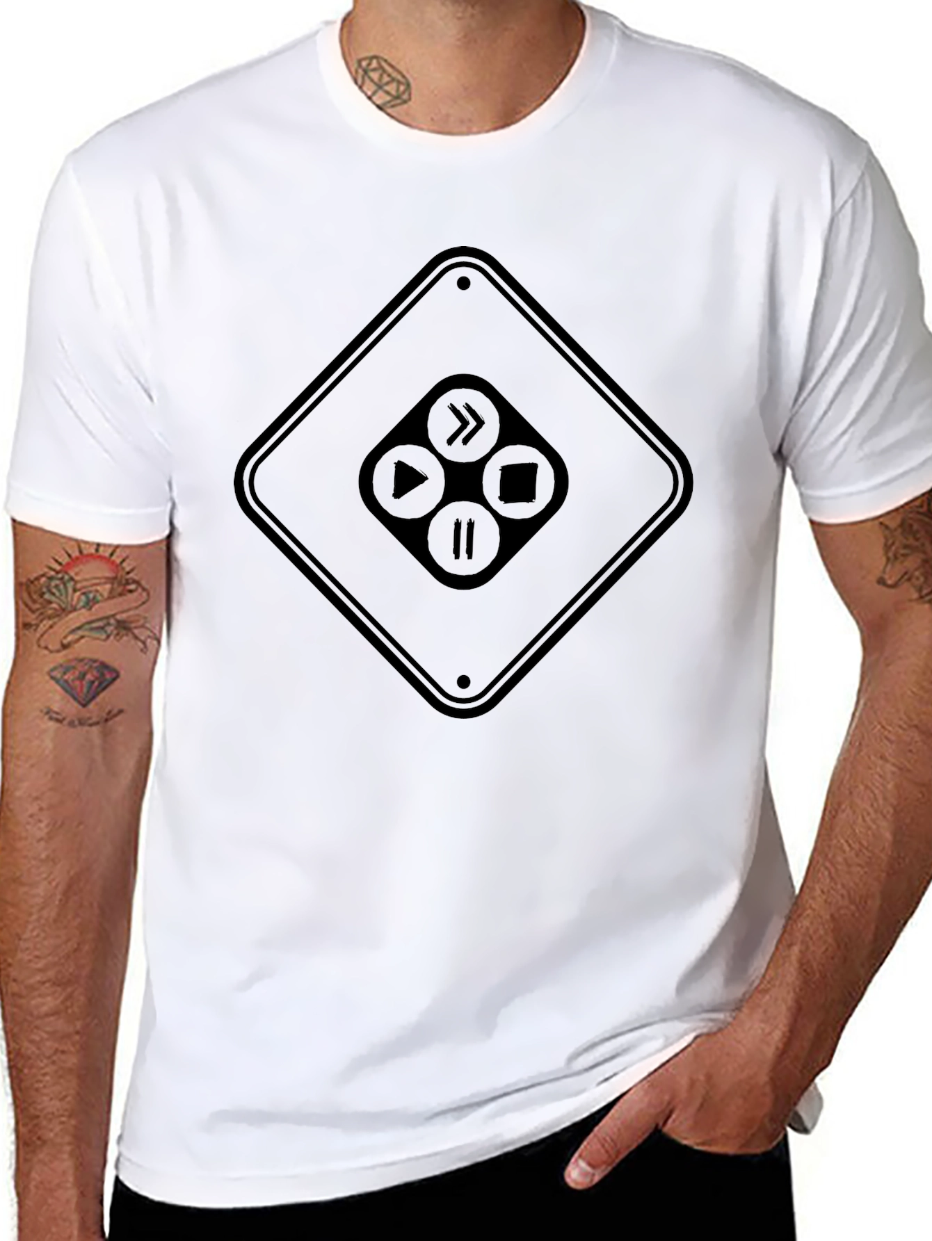 Retro Gamepad T-Shirt - Black Casual Tee