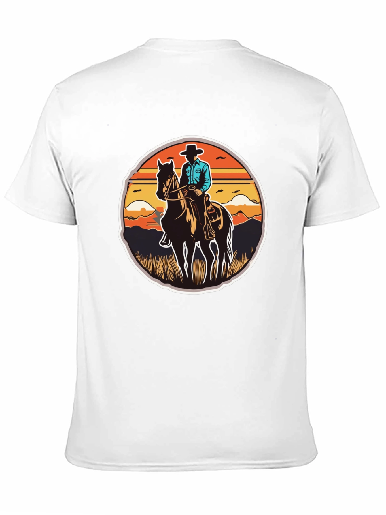 Cowboy on Horseback Black T-Shirt
